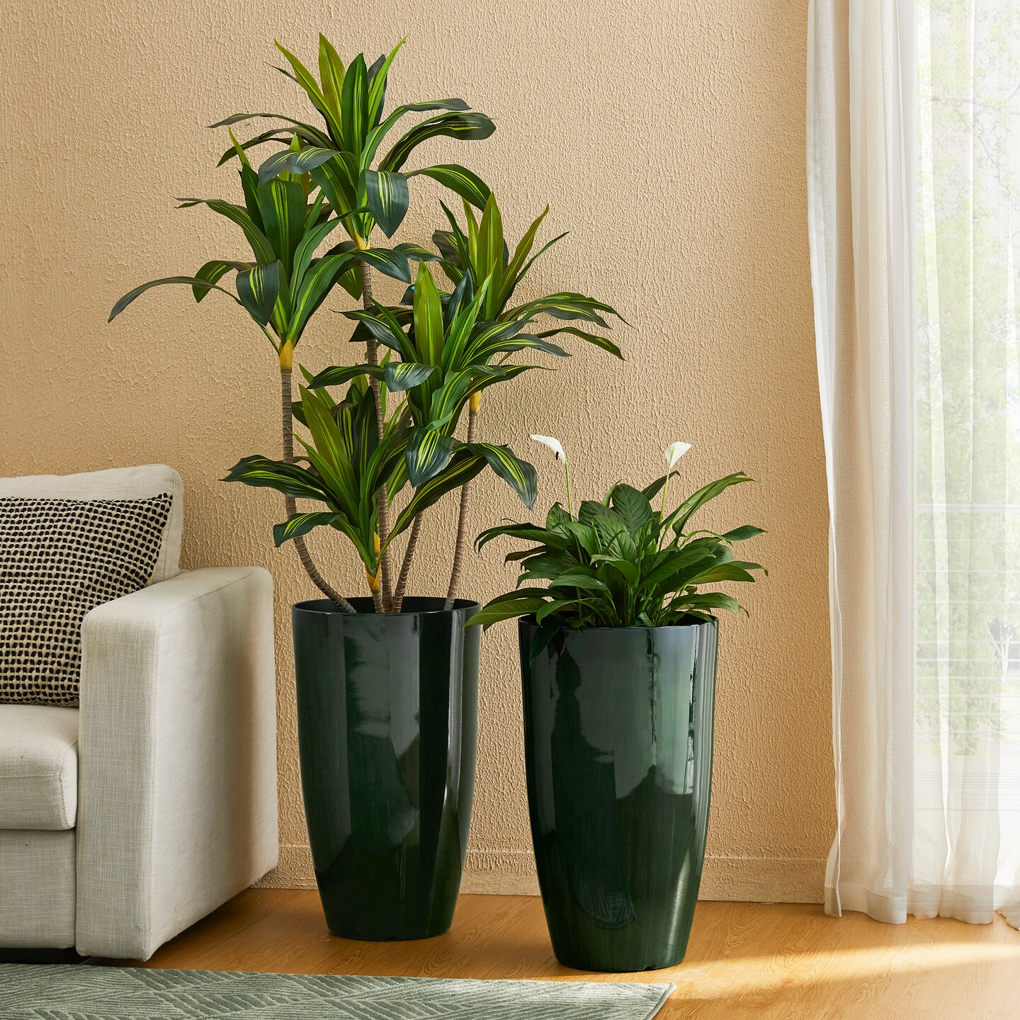 23.5"H Set of 4 Oversized Gradient Faux Ceramic Tall Plastic Planter