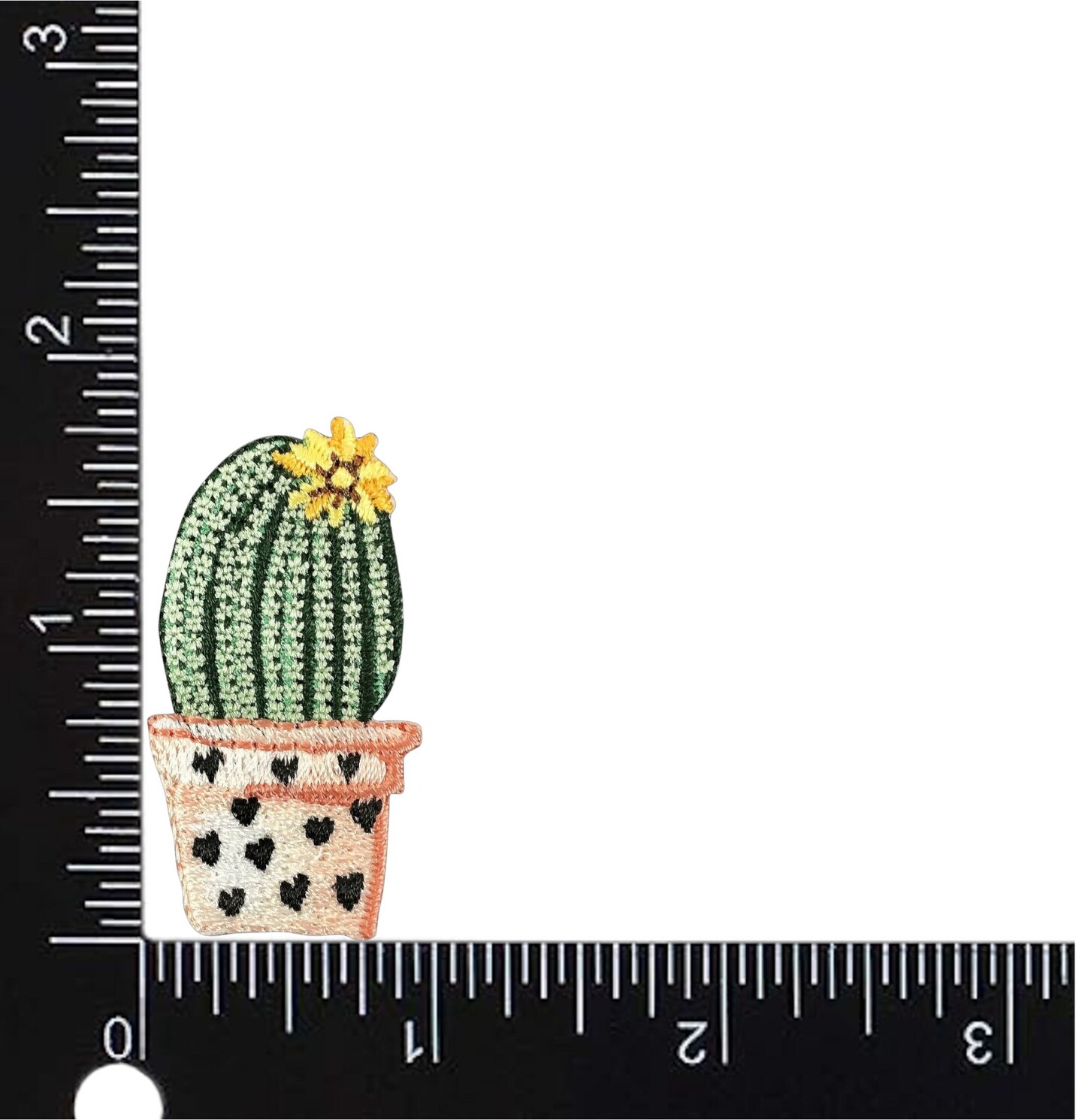 Potted Barrel Cactus Plant, Yellow Flower, Succulent, Embroidered, Iron on Patch