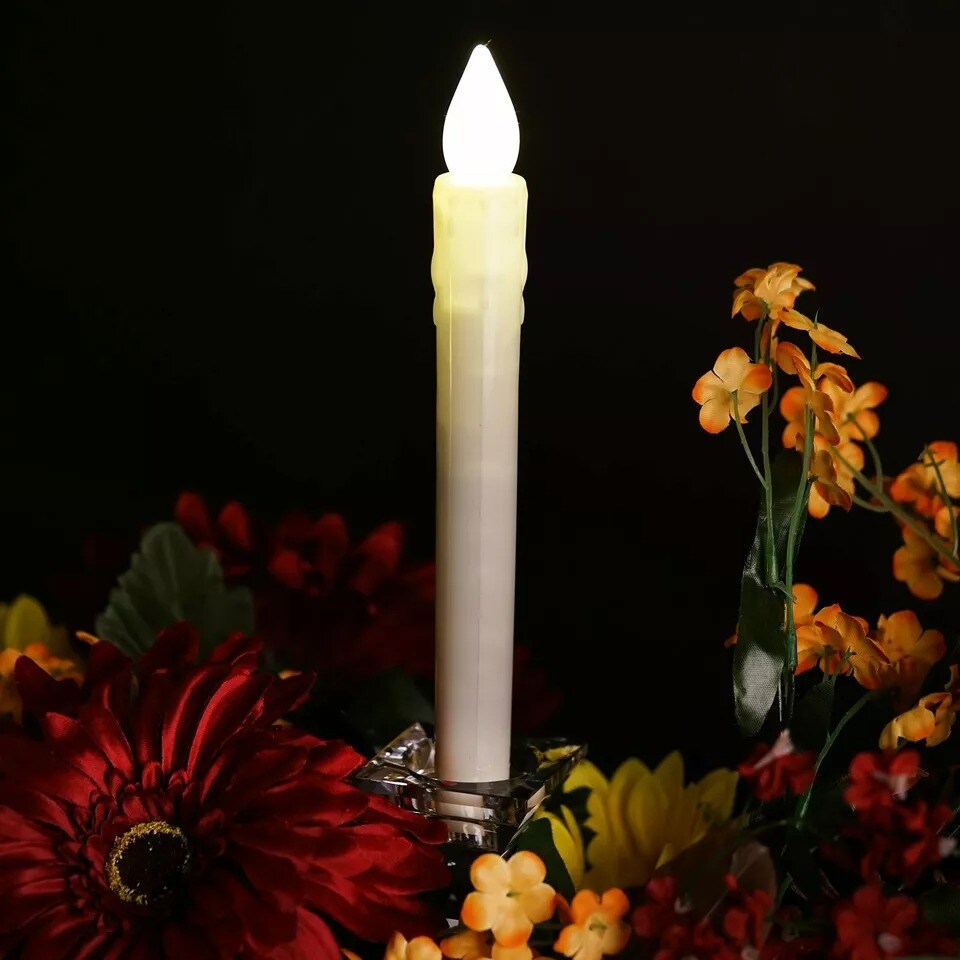 3 Warm White 9-Inch tall LED Taper Flameless Candles Lights Party Centerpieces