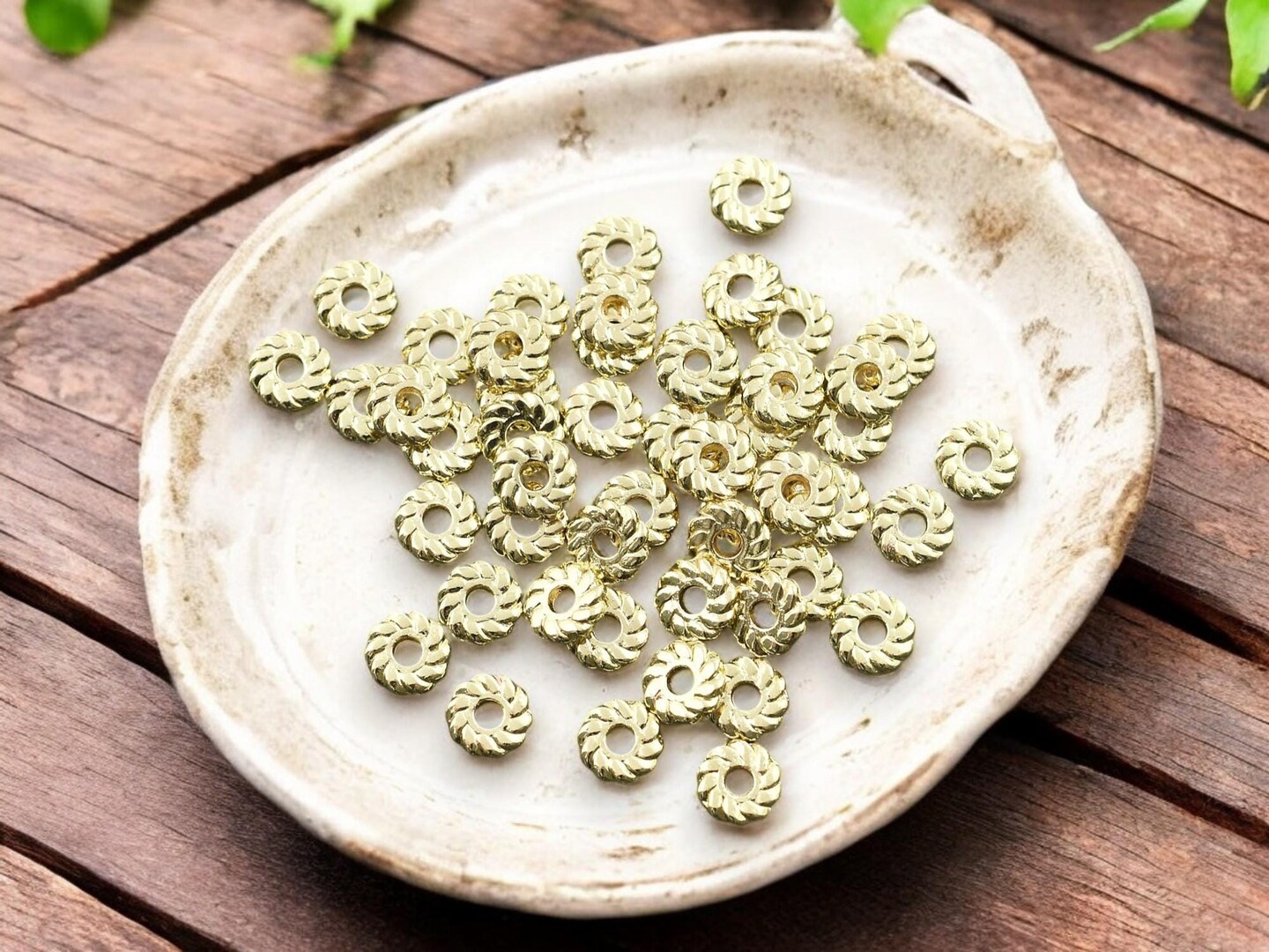 *50* 6x2mm 18k Gold Plated Heishi Rondelle Spacer Beads