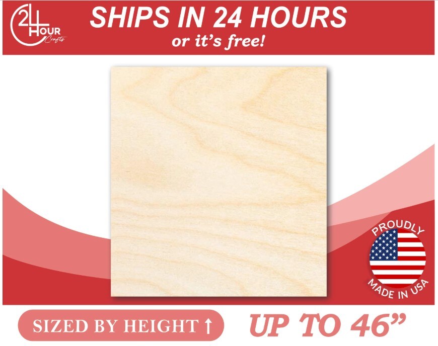 Unfinished Wooden Square Shape - Craft - from 1