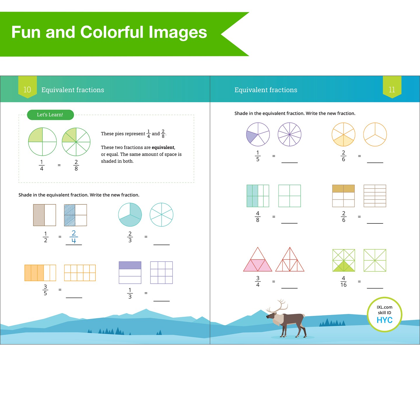 IXL Fractions &#x26; Decimals 4th Grade Math Workbooks, Mathematics Book for Kids Age 9-10 Covering Modeling, Comparing, Addition, and Subtraction Problems