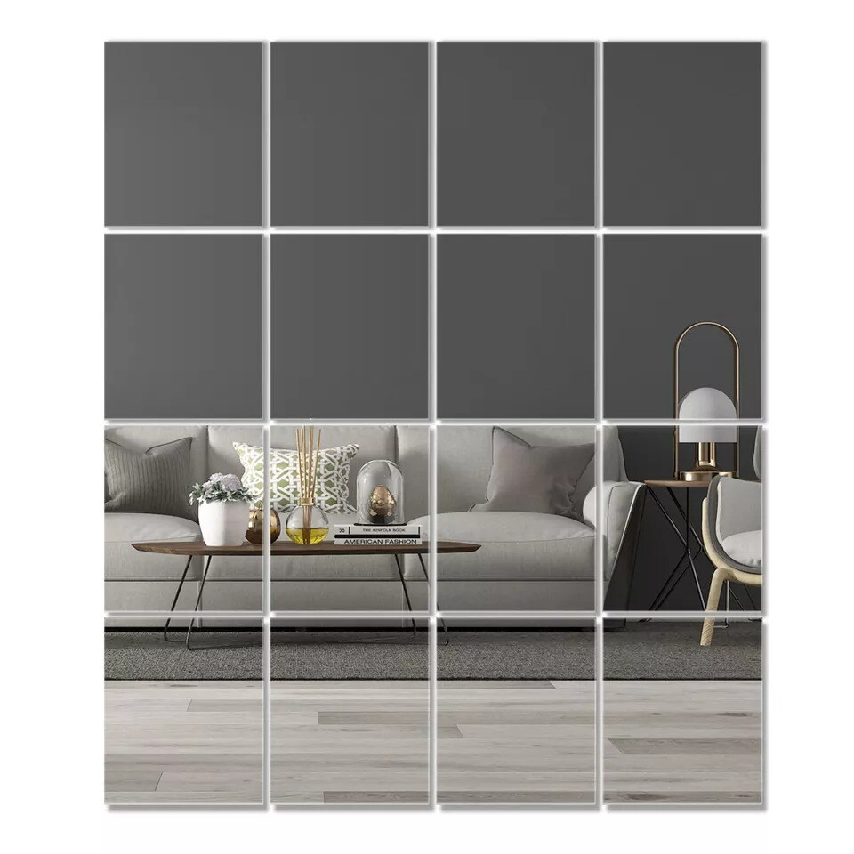 16PCS 14&#x27;&#x27;x12&#x27;&#x27; wall mirrors Wall Mounting DIY Wall Stickers Stick Self-adhesive