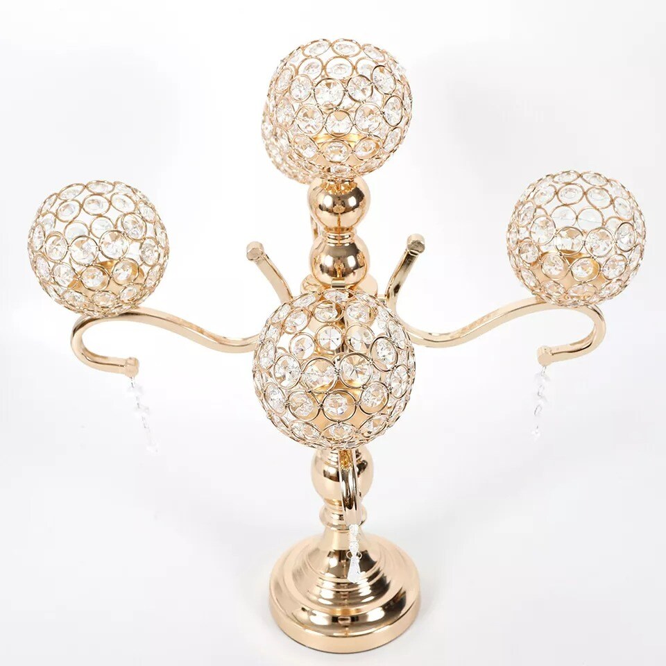 55cm Gold Centerpiece Candelabra Crystals CandLE Holder Home Decorative
