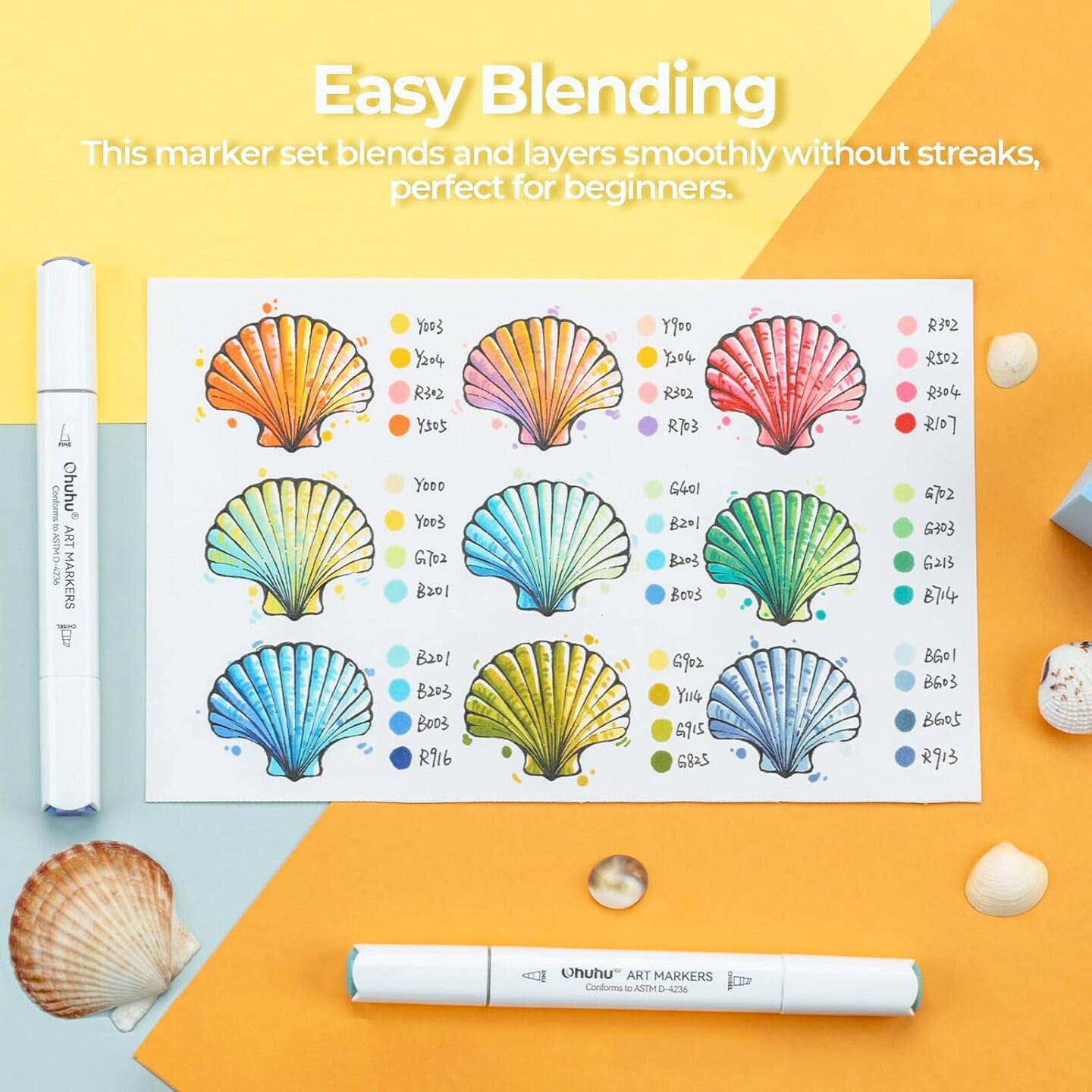 Ohuhu Markers for Starters, 80-color Chisel &#x26; Fine Dual Tips Alcohol Markers Coloring Illustration Sketching Alcohol Art Marker Set for Adult Beginner, Great Value Pack for Students&#x27; Art Class -Manoa