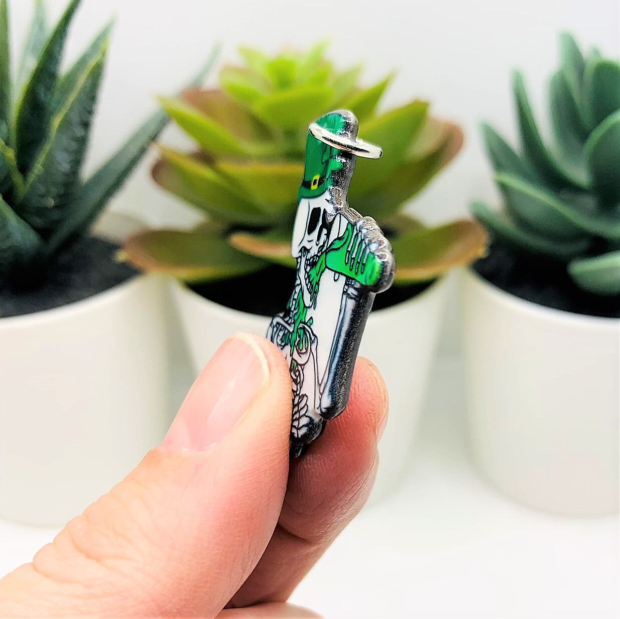 1, 4 or 20 Pieces: Punk St. Patrick&#x27;s Day Drinking Skeleton Charms - Double Sided