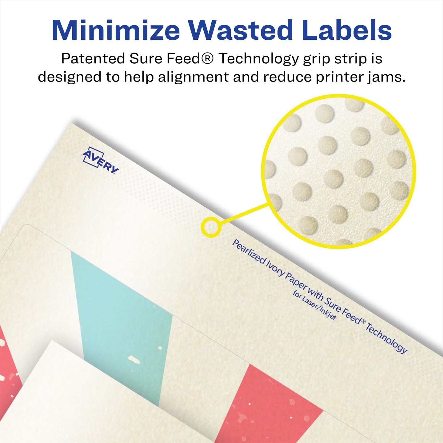 Avery Pearlized Ivory Square Labels with Sure Feed Technology, 8&#x22; x 8&#x22;