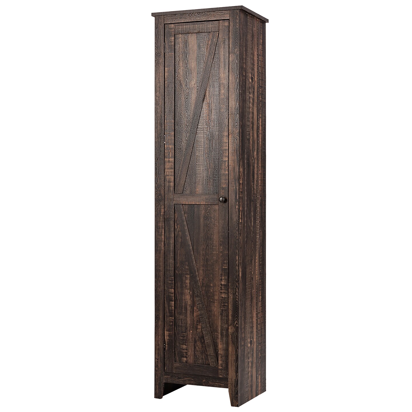Costway Linen Tower Bathroom Storage Cabinet Tall Slim Side Organizer w/ Shelf White\ Black\Walnut