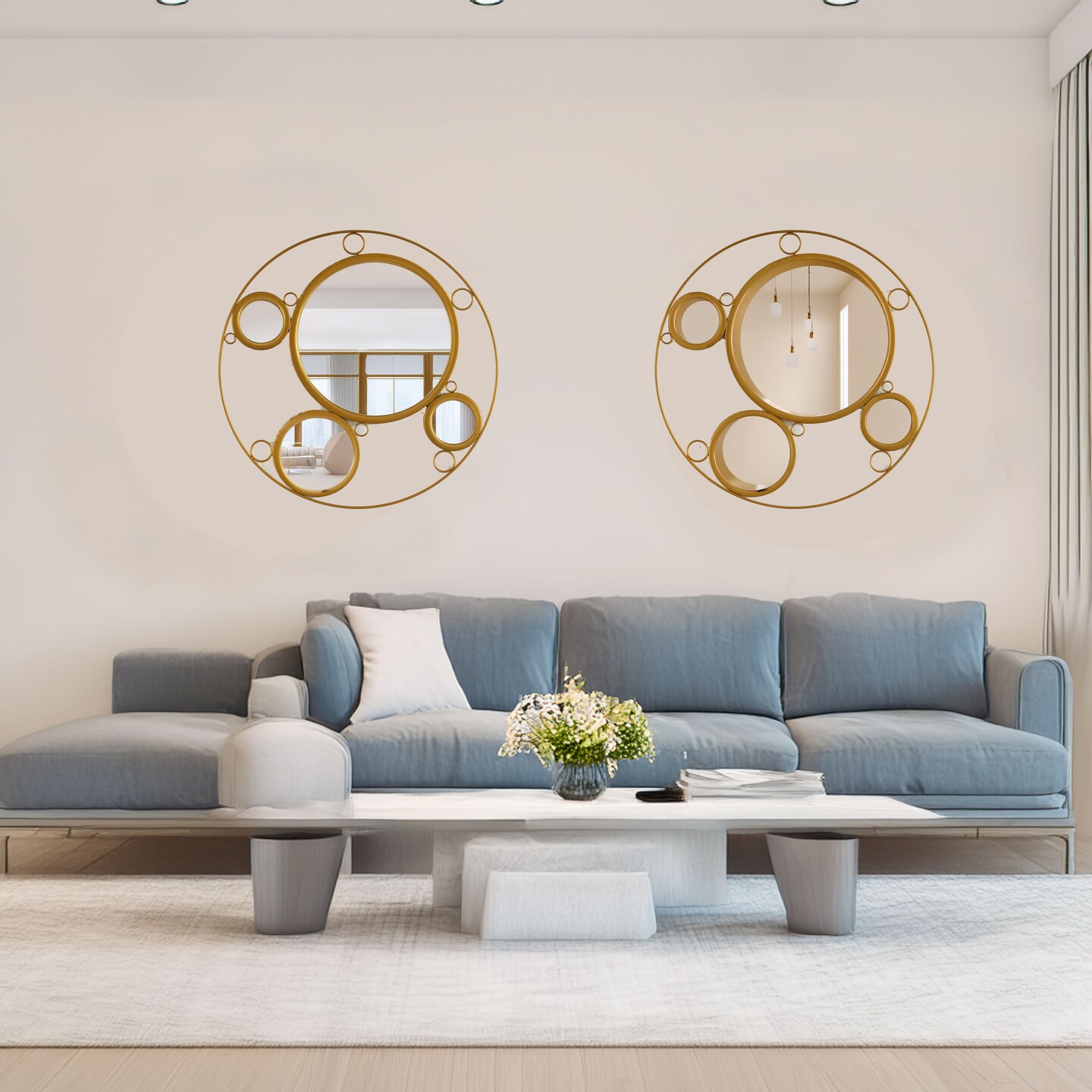 Uniquewise Decorative Metal Wall Mounted Modern Mirror - Perfect for Living Room, Bedroom, Bathroom Vanity, Entryway, or Hallway, Adding Elegance and Charm to Your Space