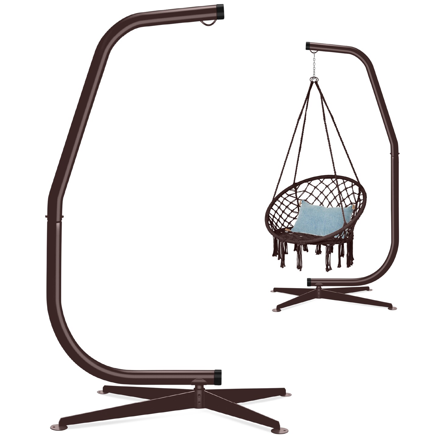 Best Choice Products Metal Hanging Hammock C-Stand for Chair/ Weather-Resistant Finish, Offset Base - Stand Only