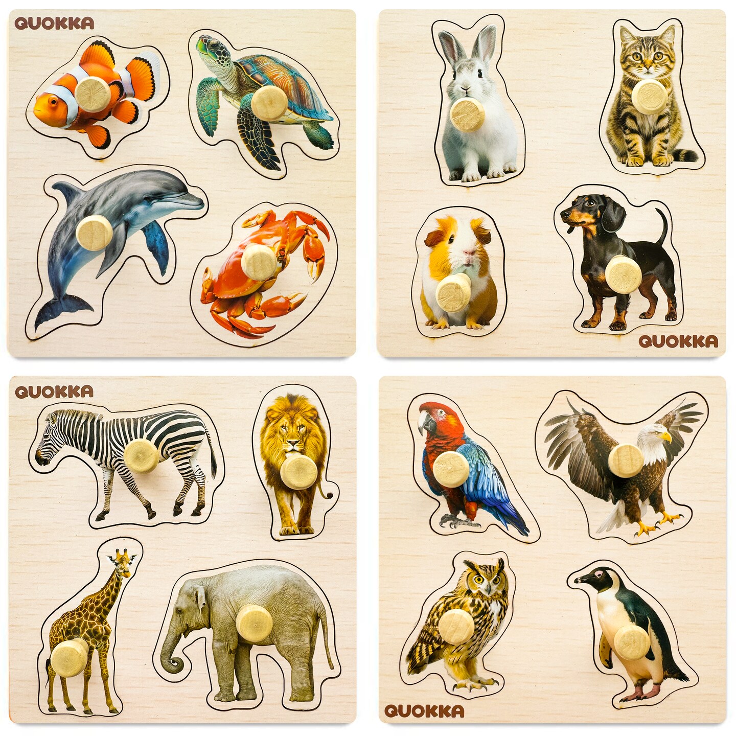 4 Set Wooden Puzzles for Toddlers 1-3 | Animal