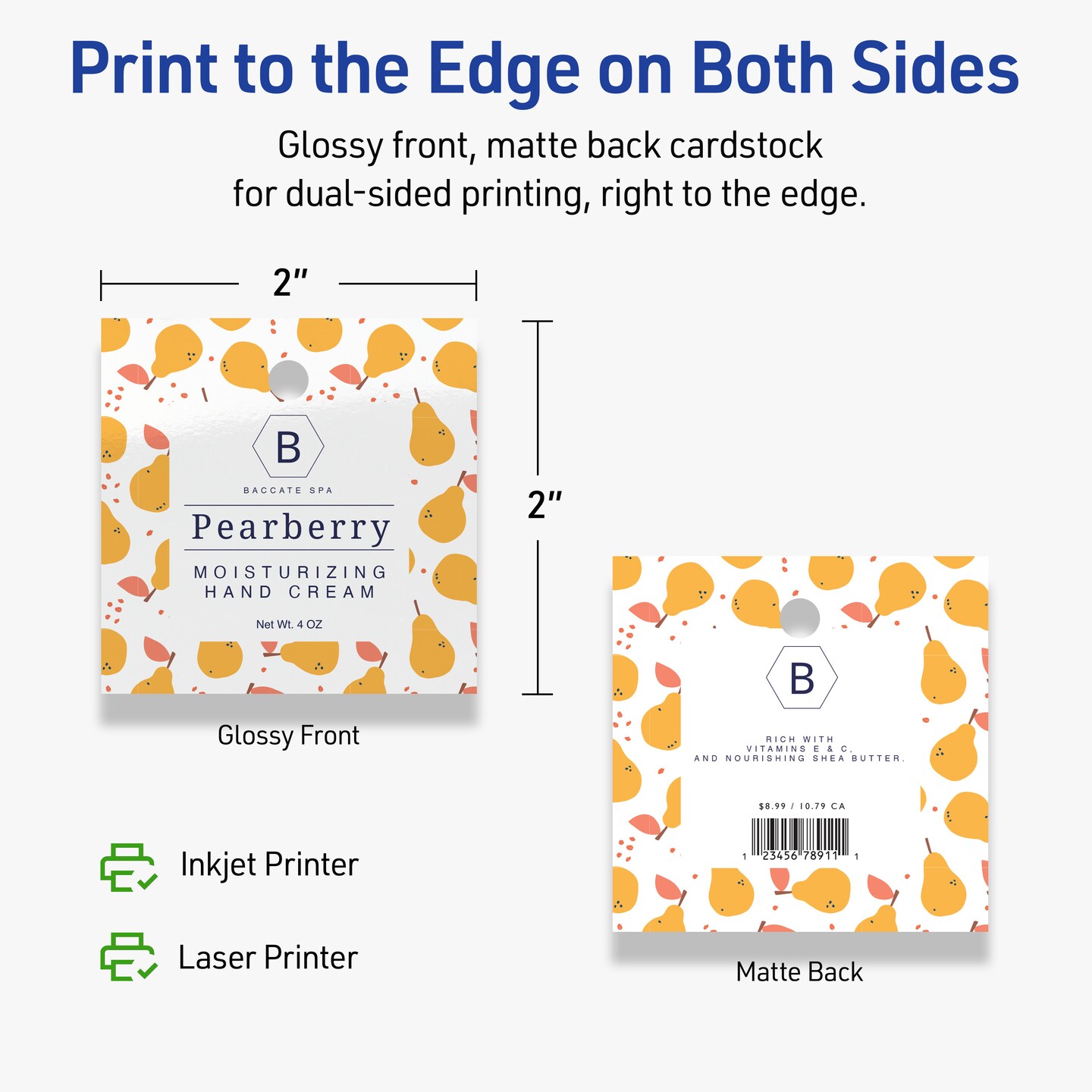 2&#x22; x 2&#x22; Square, Glossy White Printable Tags
