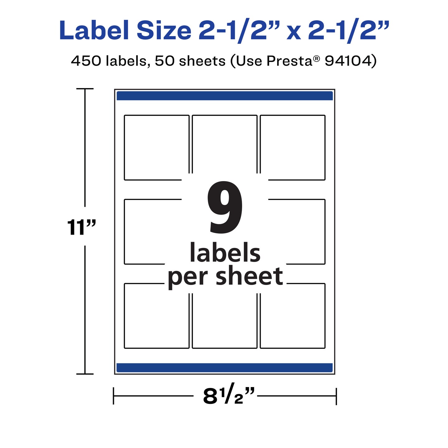 Avery Matte White Square Labels, 2.5&#x22; x 2.5&#x22;