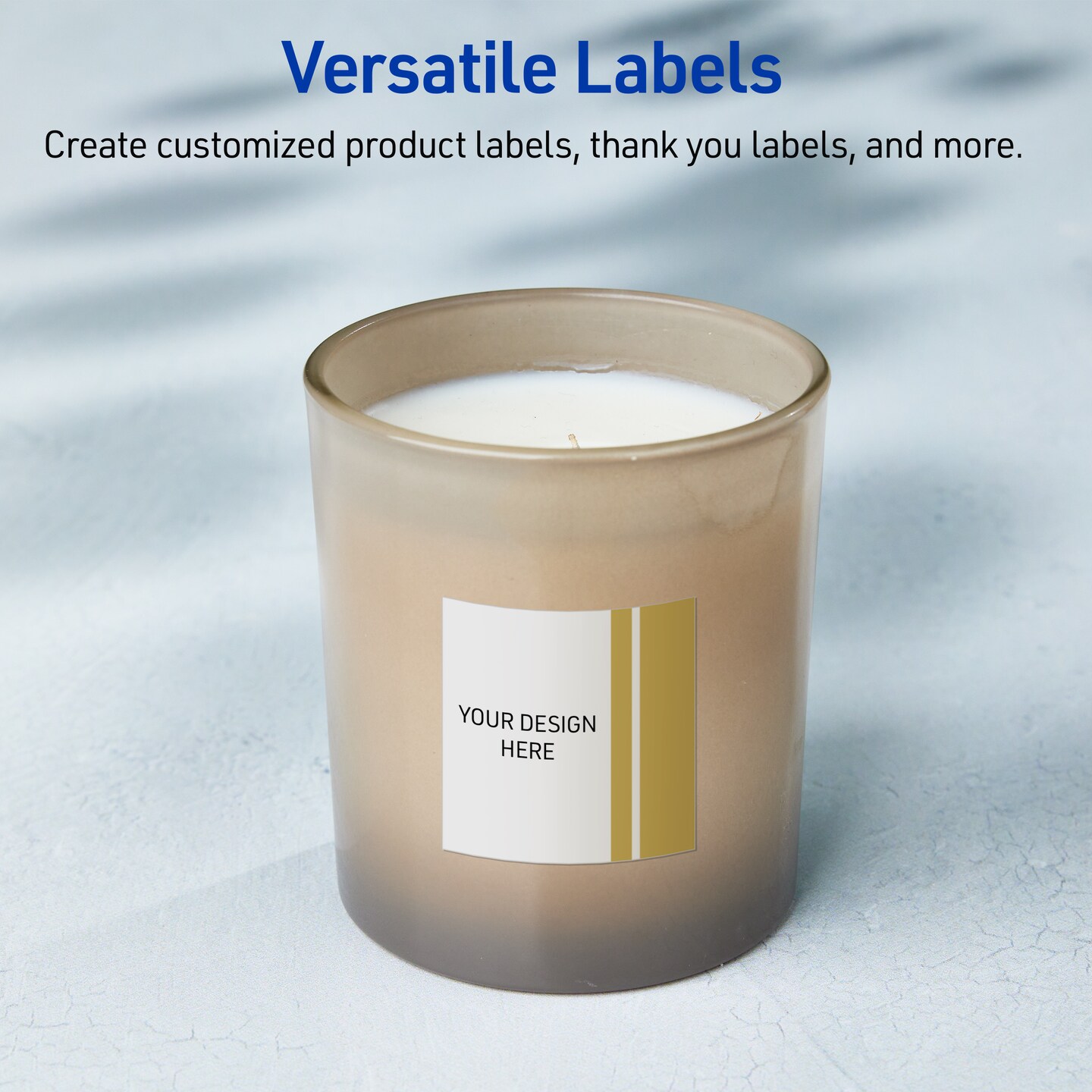 Avery Printable Square Labels, Gold Double-Dipped Edge, 2&#x22; x 2&#x22;, Matte White Square Labels, Permanent, Laser/Inkjet, 120ct, Great for Product Labels