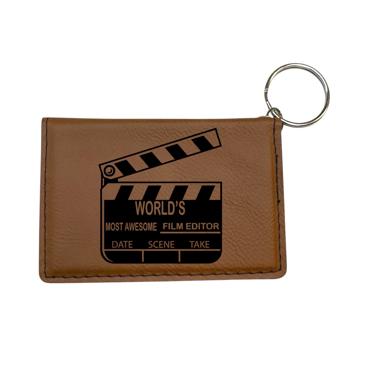 Keychain ID Holder Wallet - Worlds most awesome Film Editor - Leather