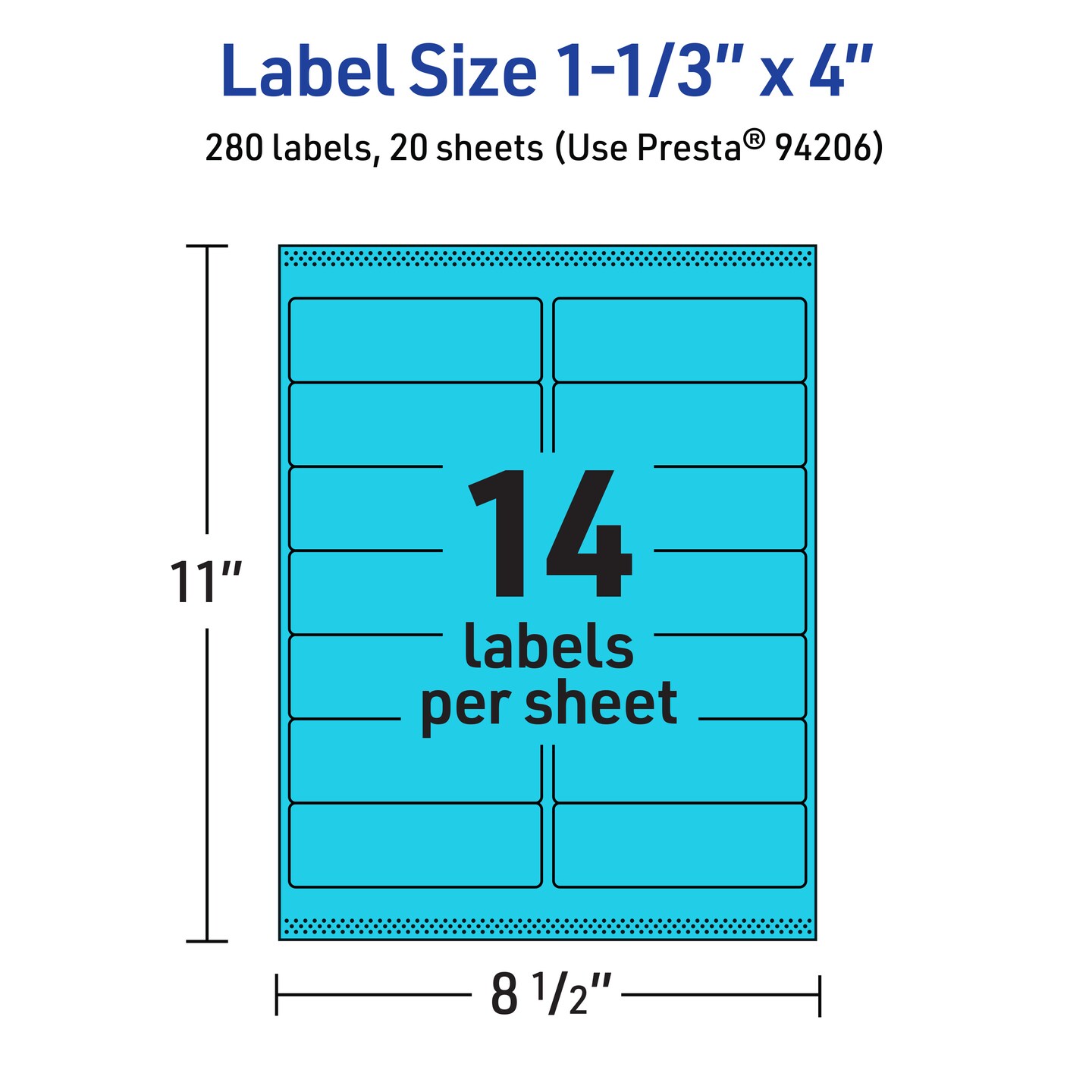 Avery Bright Blue Paper Labels, 1-1/3&#x22; x 4&#x22; Rectangle