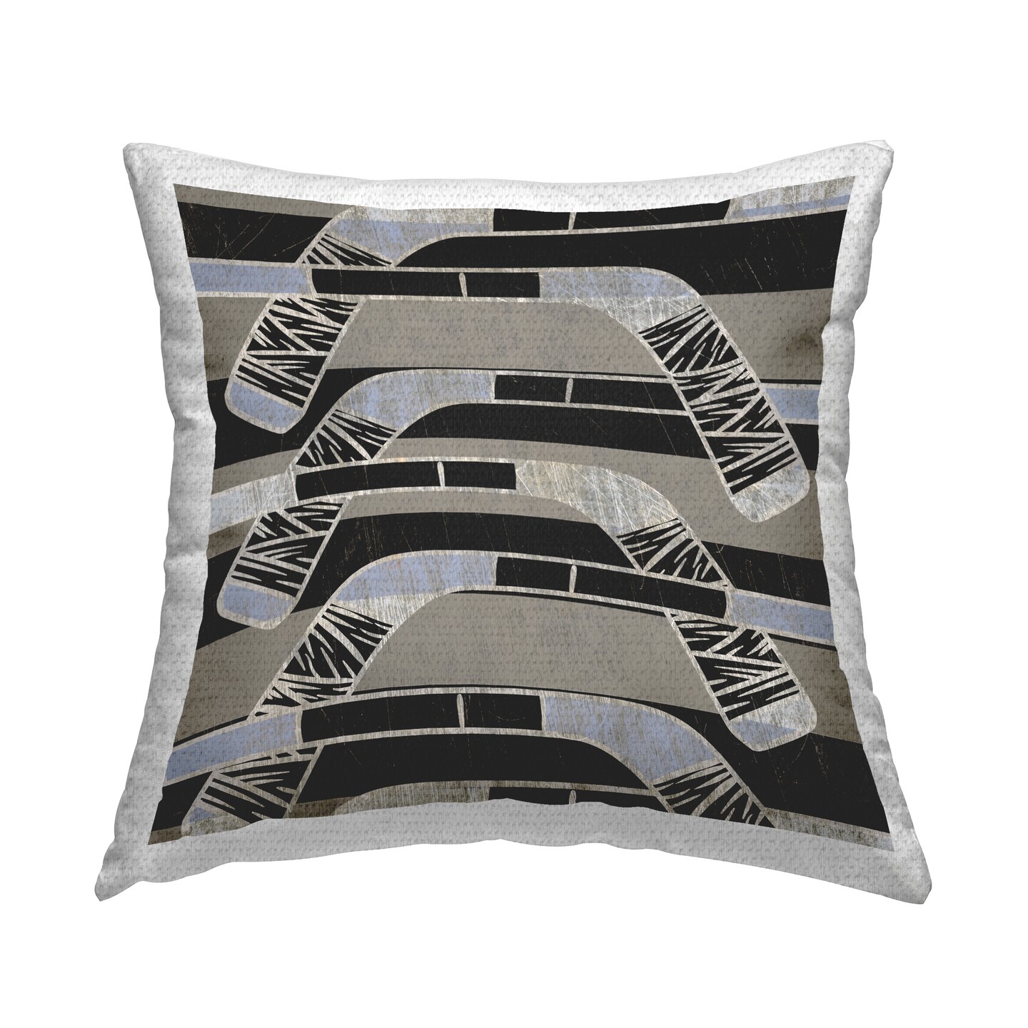 Striped Hockey Sticks Design by Lil' Rue Outdoor Printed Pillow