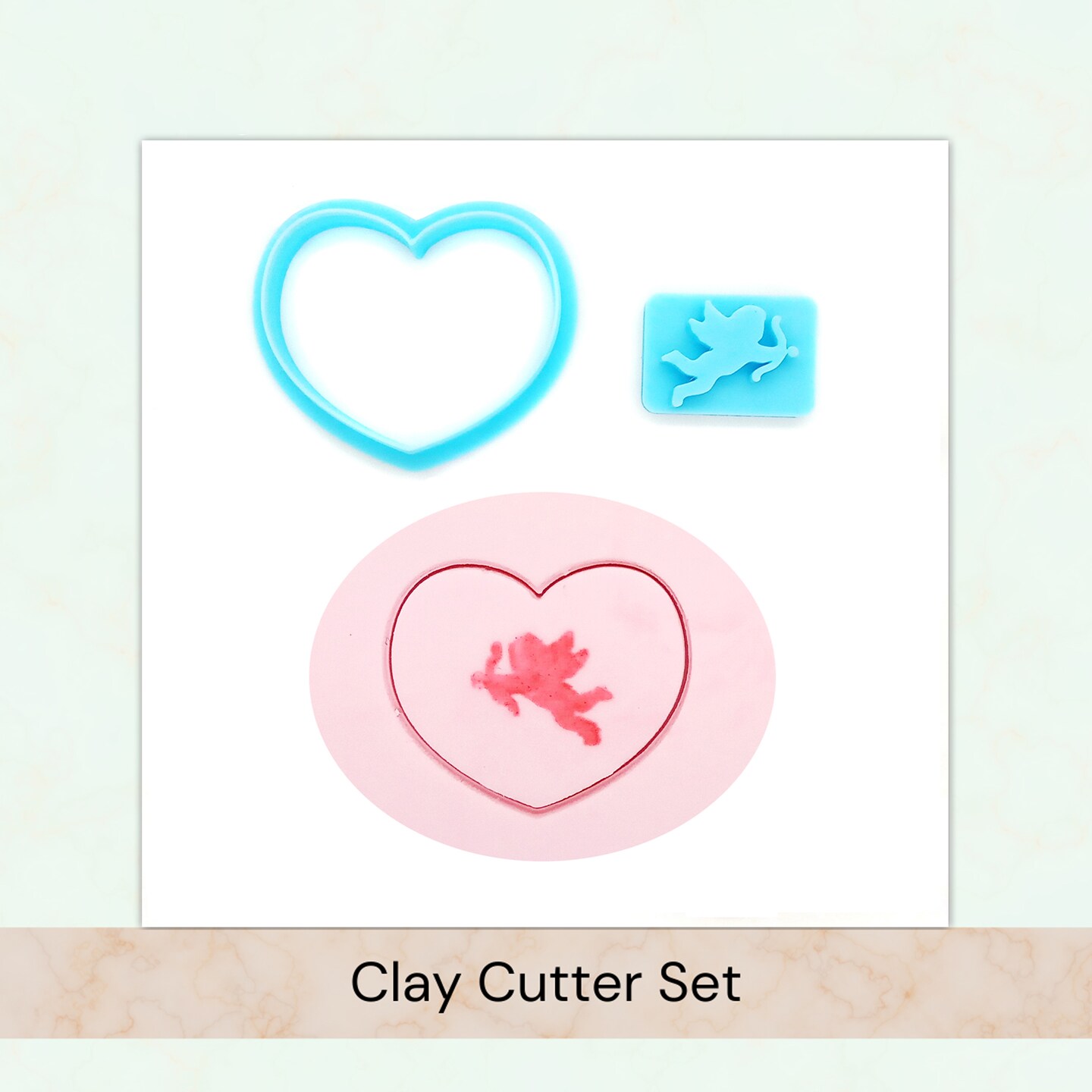 Heart Clay Cutter with Cupid Stamp, Valentines Day Crafts, Adorabilities