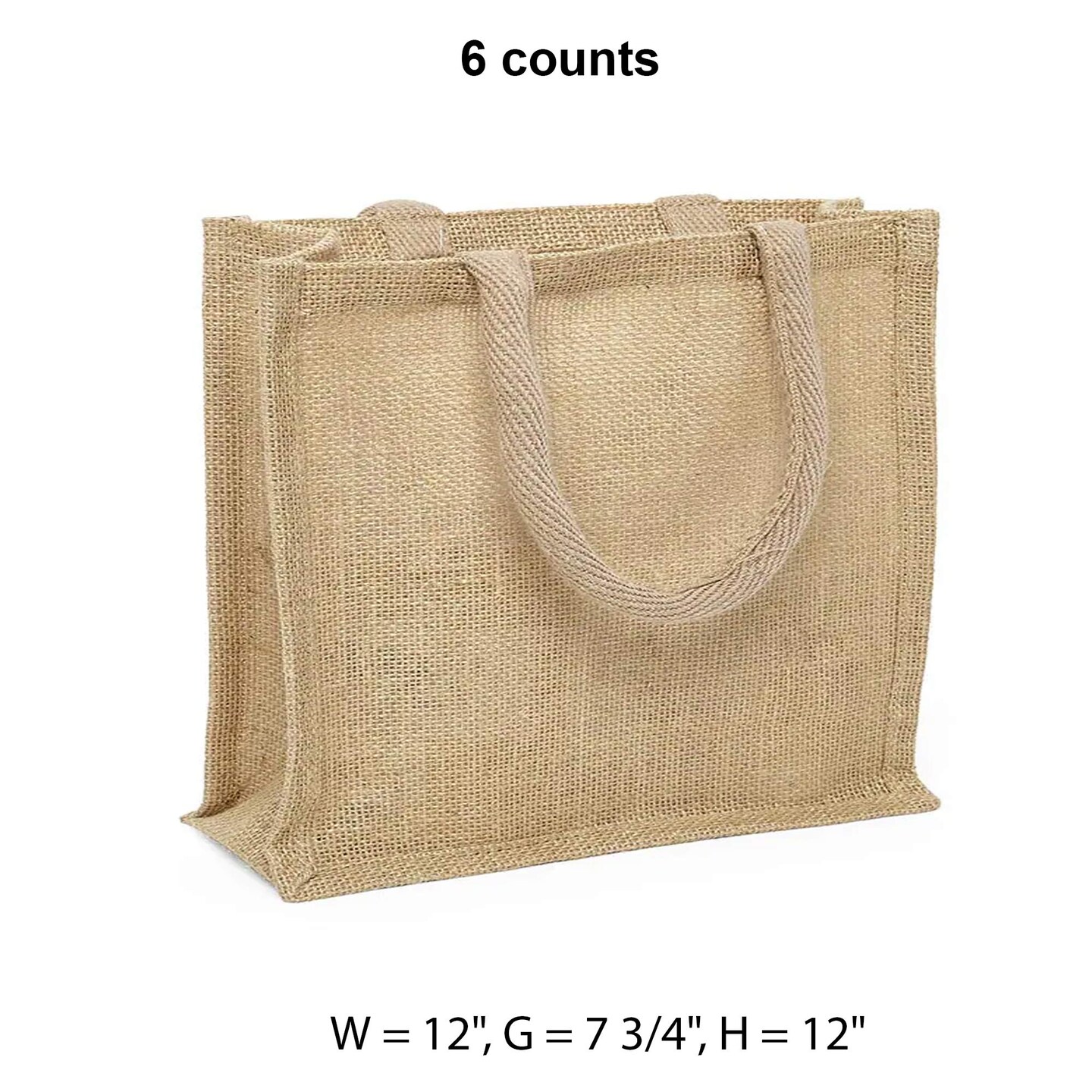 Jute Shopping Bag 12&#x22; x 7.75&#x22; x 12&#x22; Stylish and Spacious