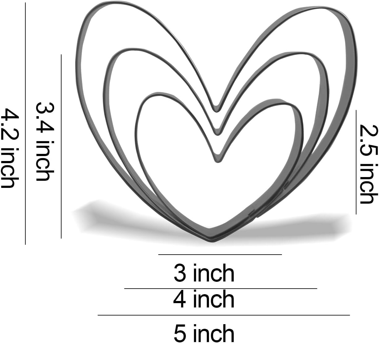 Heart Cookie Cutter Set 3 Piece Stainless Steel