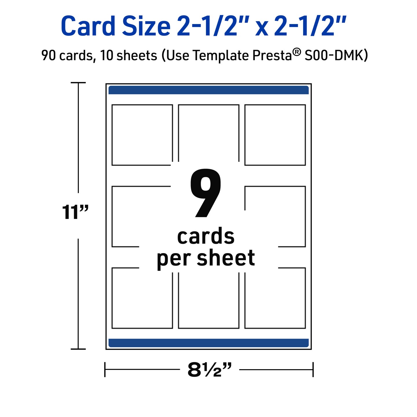 Avery Printable Square Cards, Gold Dots with Blue Border, 2.5&#x22; x 2.5&#x22;, Matte White Square Cards, Laser/Inkjet, 90ct, Great for Business Cards