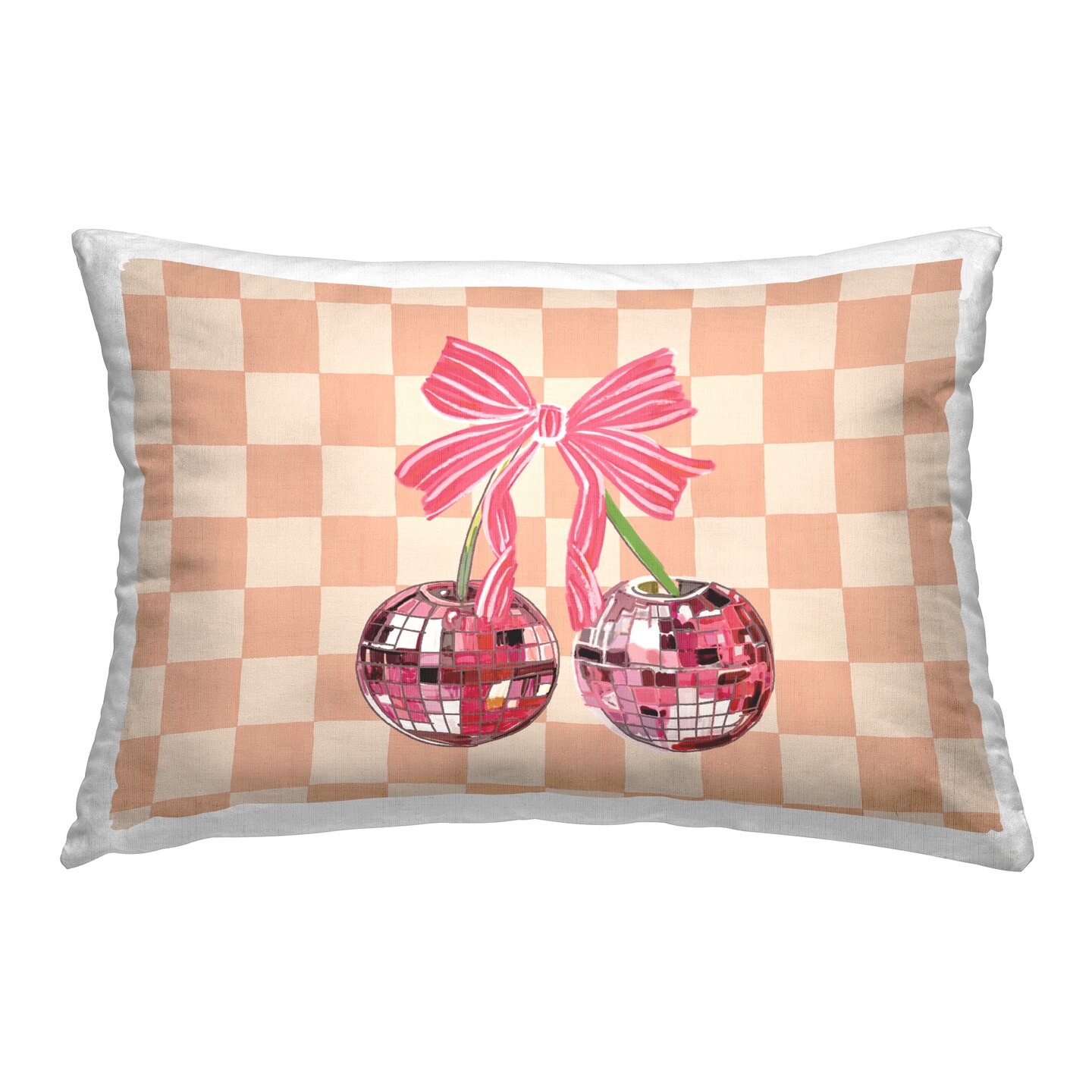 Glam Cherries on Geometric Design by Amelia Noyes Throw Pillow