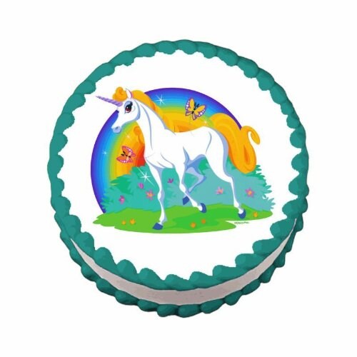 8&#x22; Round ~ Unicorn Birthday ~ Edible Cake/Cupcake Topper!!!