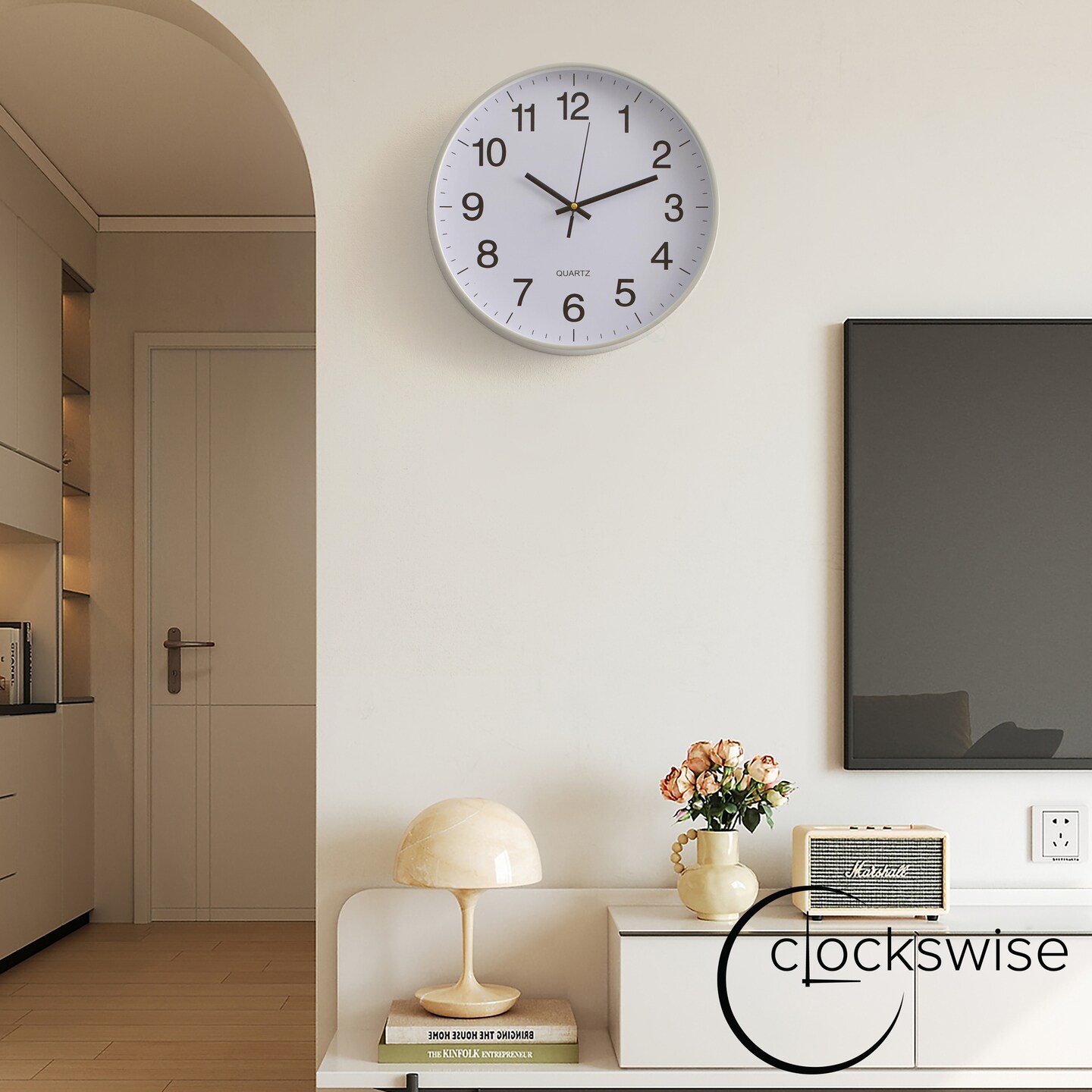 Clockswise Black Analog Clock – Silent, Non-Ticking for Wall, Office Desk, Table and Shelf, Battery-Operated Perfect for Home Office, Farmhouse Kitchen Decor, Bathroom, School and Bedroom Decor