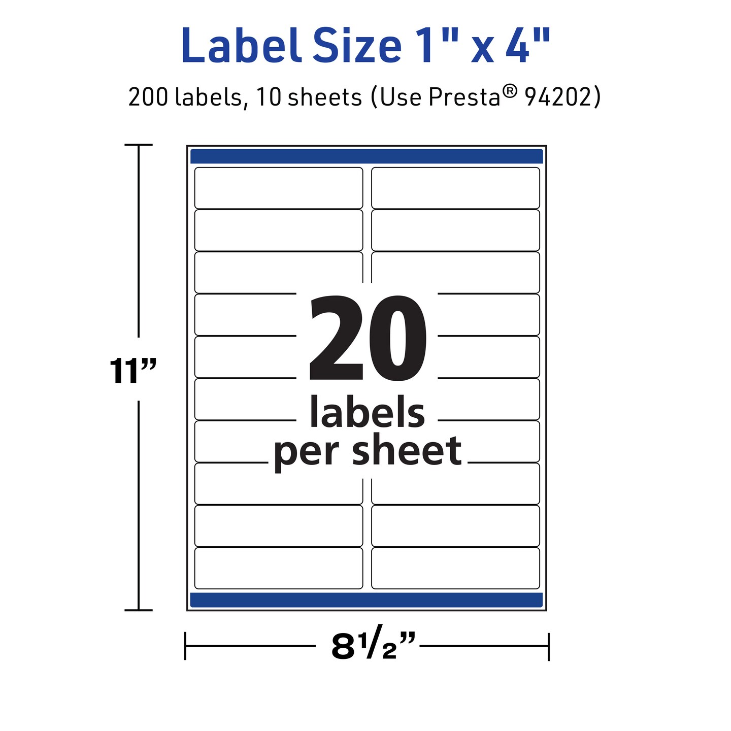 Avery TrueBlock Matte White Paper Labels,  1&#x22; x 4&#x22; Rectangle