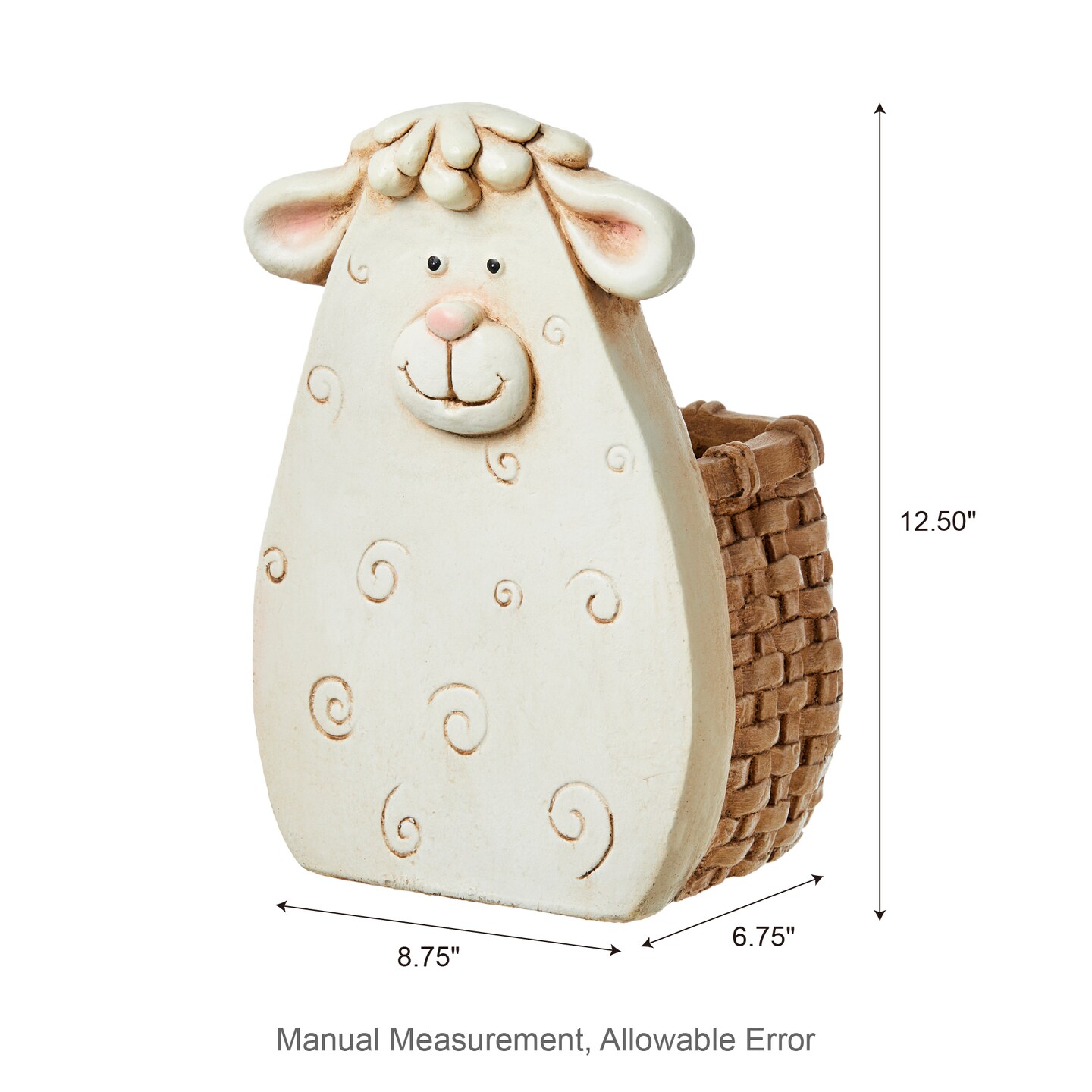 Set of 2 12.5&#x27;H/13&#x22;H MGO Cute Sheep/Cow Statue Planters