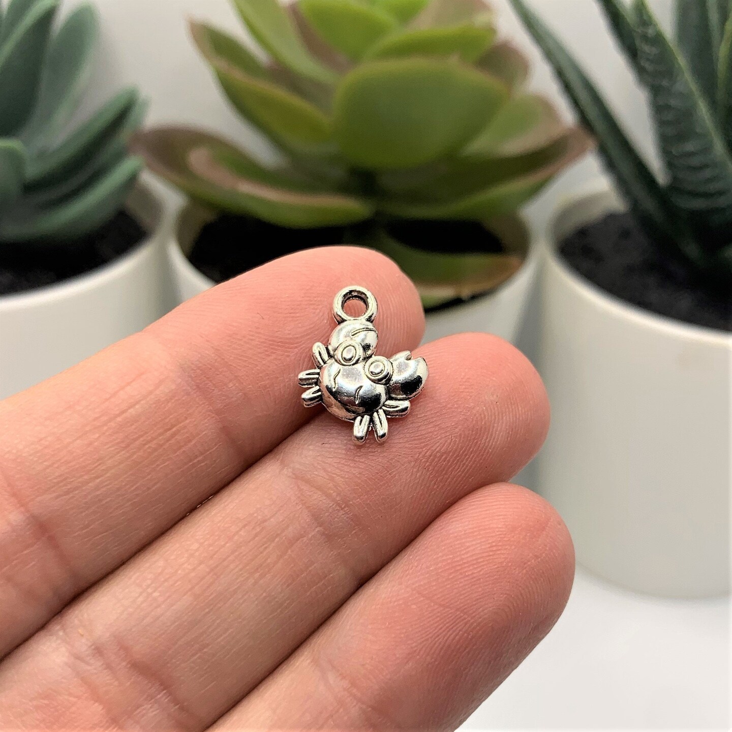 4, 20 or 50 Pieces: Silver Tiny Crab 3D Charms