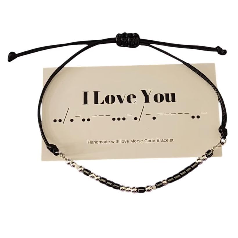 Morse Code Waxed Cord Bracelet 