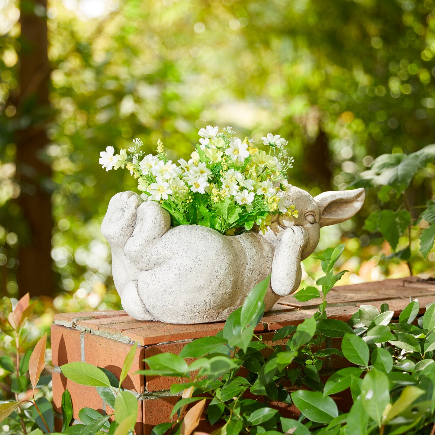 14.25&#x22;L MGO Rabbit Statue Planter
