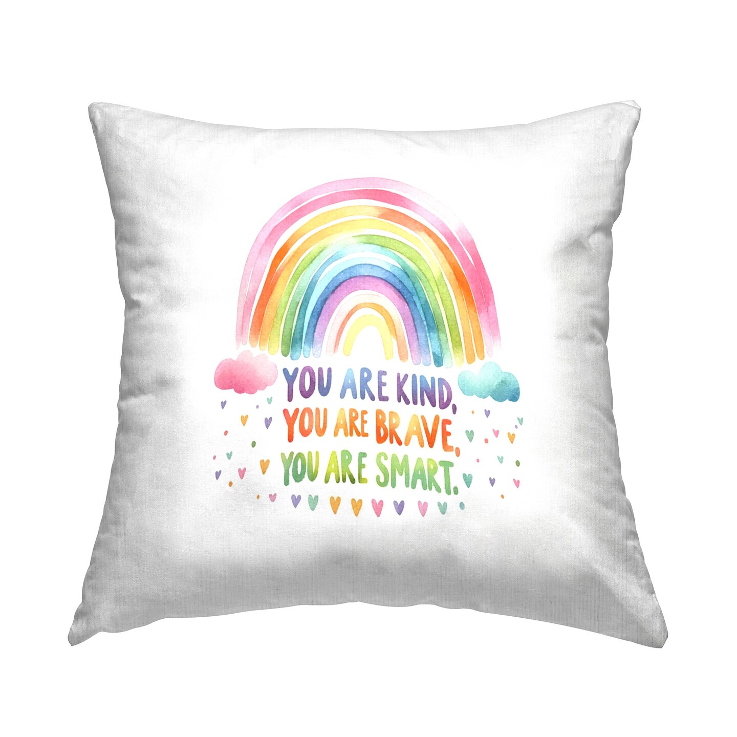 Inspirational Rainbow &#x26; Hearts Design by Amanda Greenwood Throw Pillow 