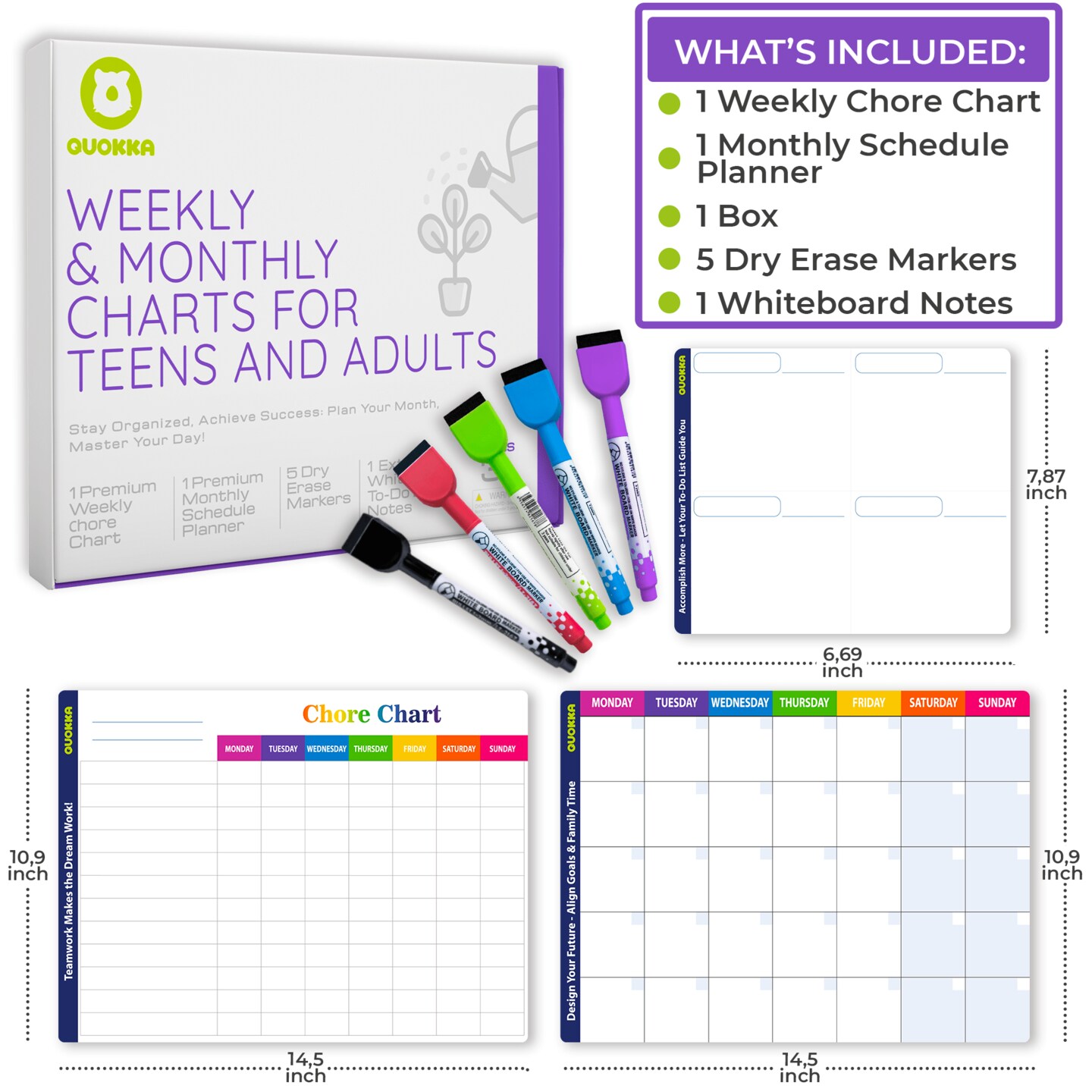 Weekly &#x26; Monthly Charts for Adults | Family Calendar