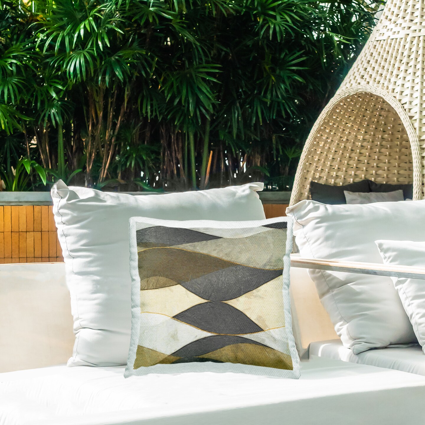 Flowing Arch Shapes Design by Alonzo Saunders Outdoor Printed Pillow 