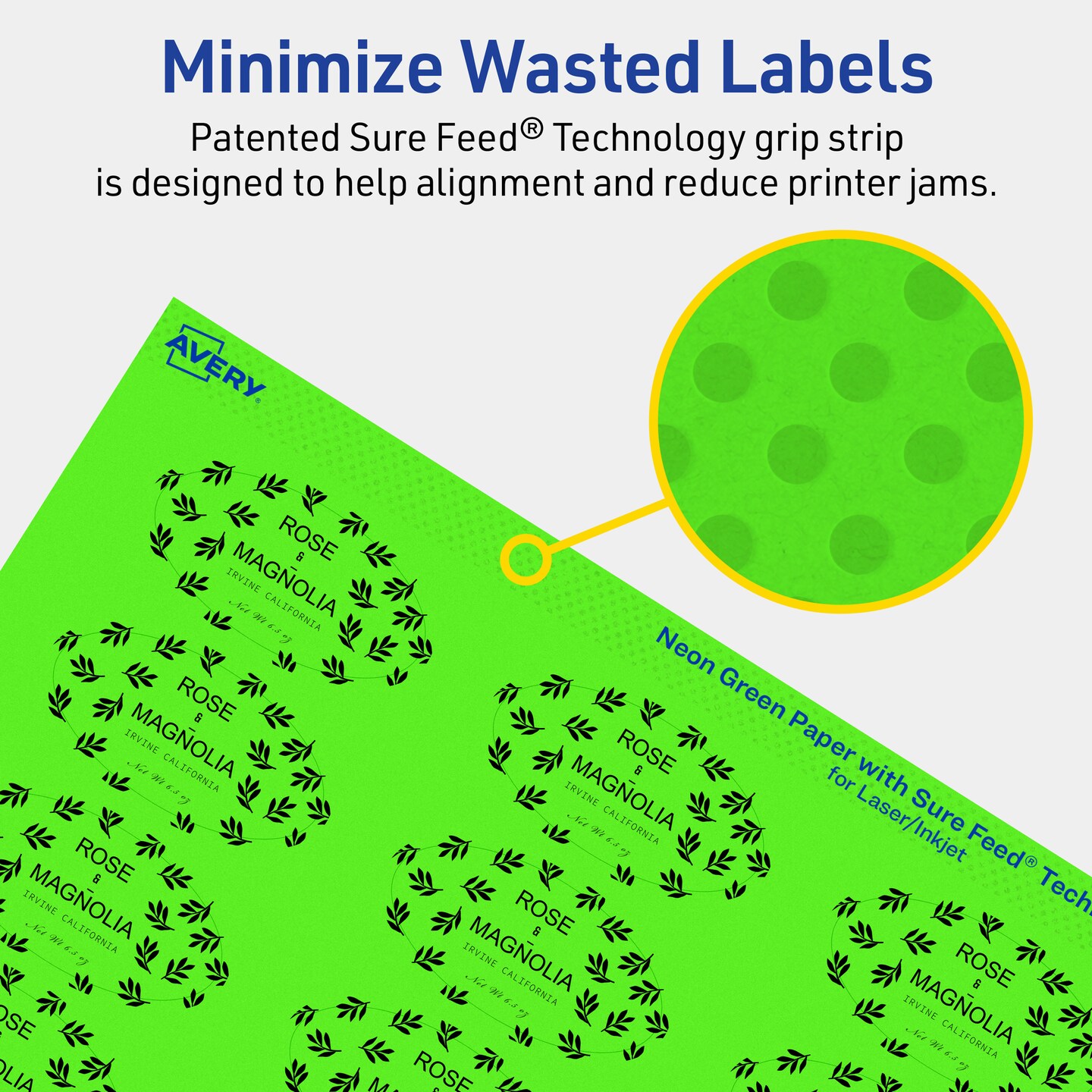 Avery Neon Green Paper Labels, 1&#x22; x 2&#x22; Oval