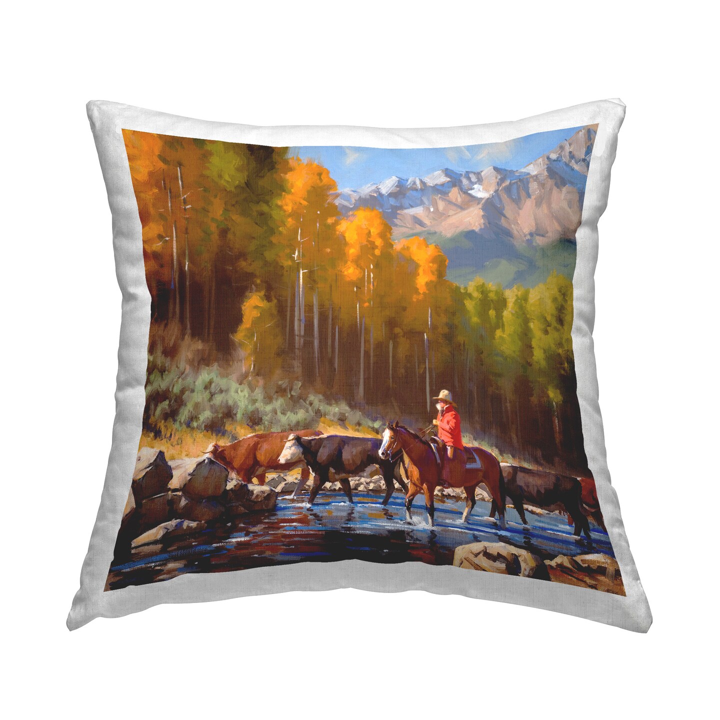Herding Cattle Landscape Design by &#xA9; Jimmy Dyer Throw Pillow 