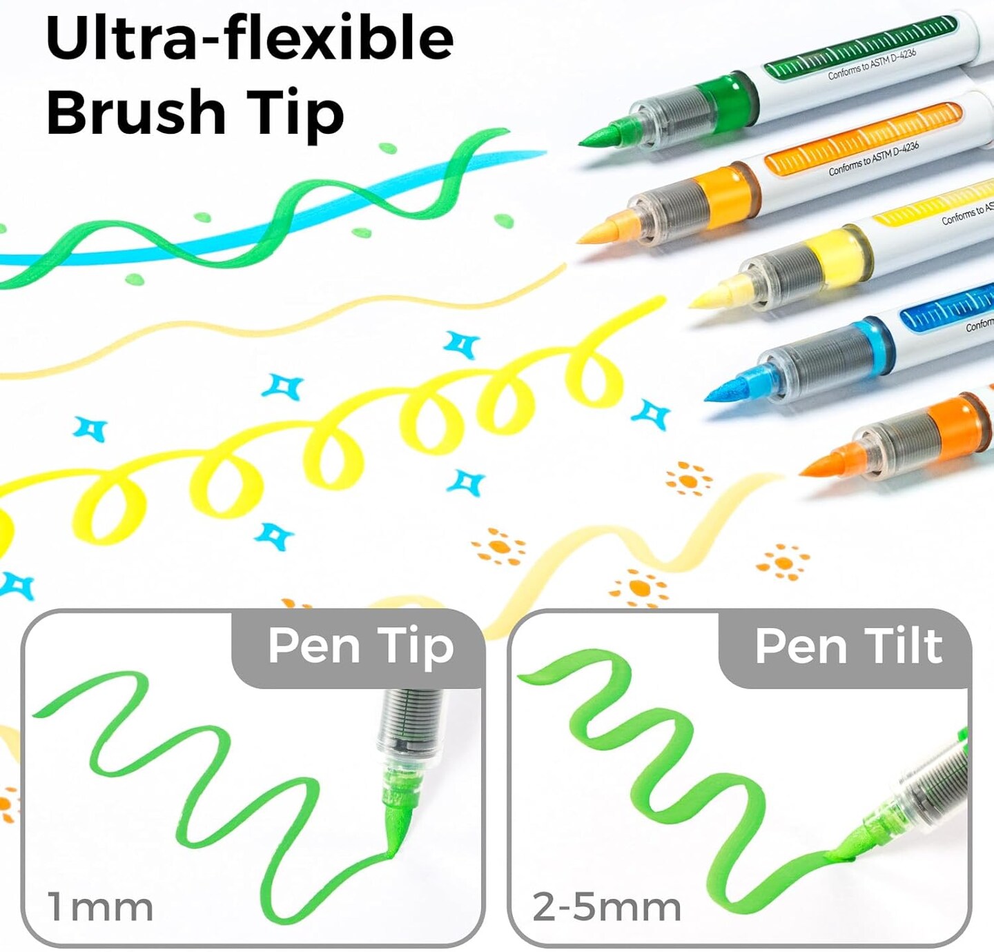 Ohuhu Acrylic Paint Markers Direct Liquid: 48 Pack Flexible Brush Tip Acrylic Markers High Opacity Paint Pens Waterproof Lightfast for Rock Painting Easter Eggs Wood Glass Ceramic Canvas - Nahuku