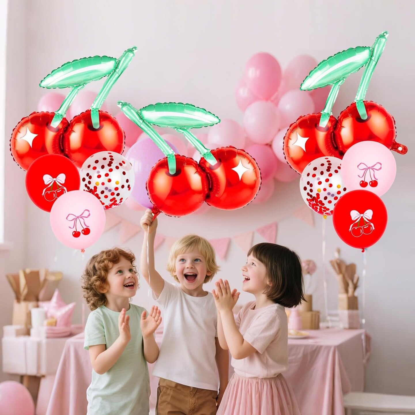 Red Summer Fruit Cherry Themed Foil Latex Balloons(Red)0.5 x 0.5 x 0.5 inches