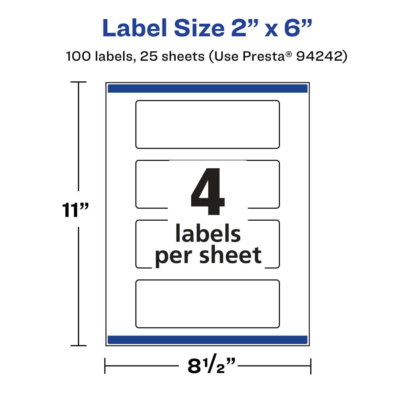 Avery Glossy Clear Rectangle Labels with Sure Feed, 2&#x22; x 6&#x22;