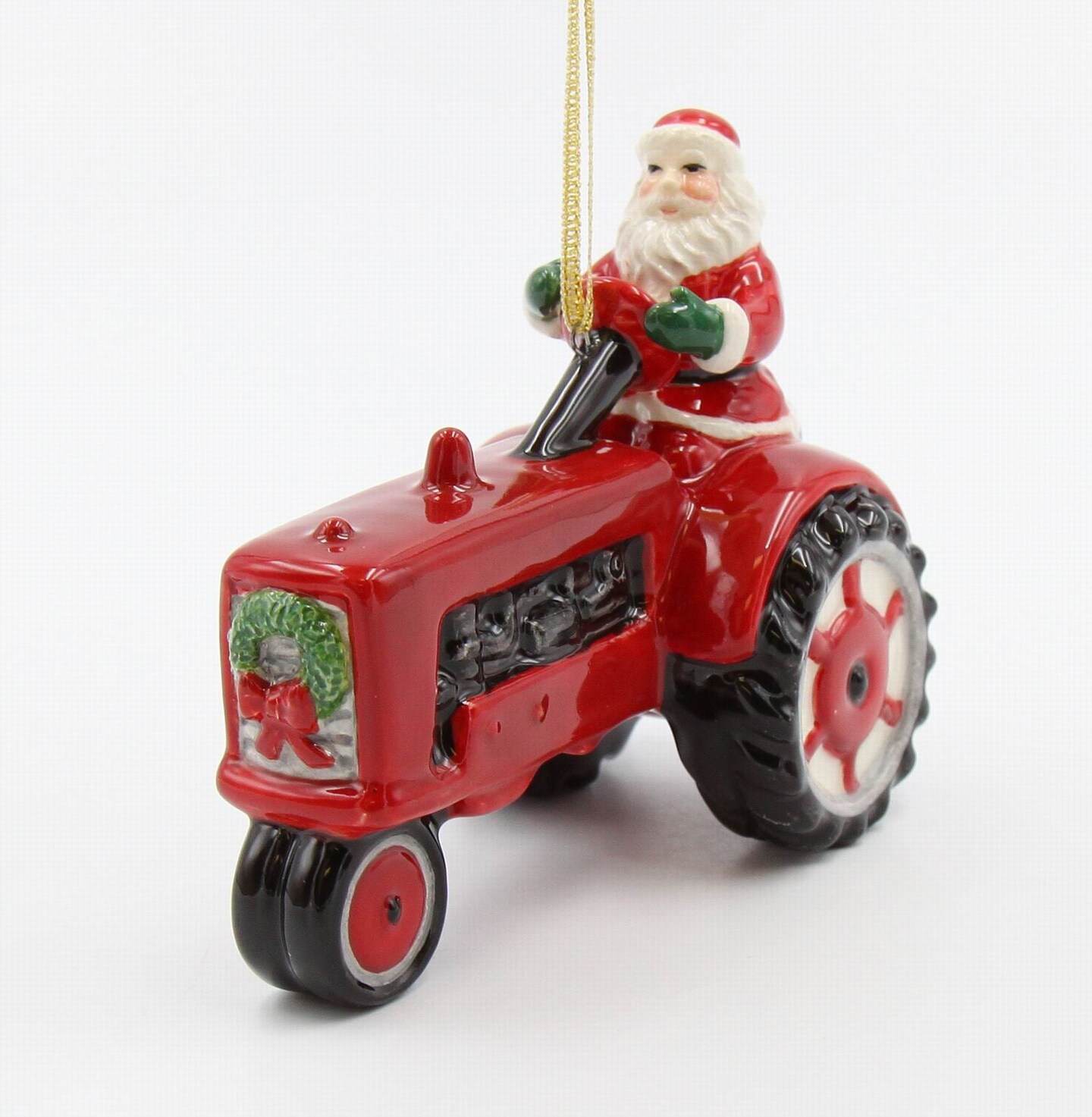 Ceramic Christmas Santa Driving Tractor Ornament, Home Décor, Gift for Her, Gift for Mom, Kitchen Décor, Christmas Décor