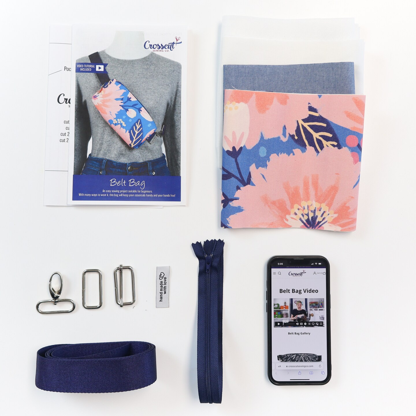Crosscut Sewing Co.® Belt Bag Sewing Project Kit - Beginner Friendly DIY Sewing Kit