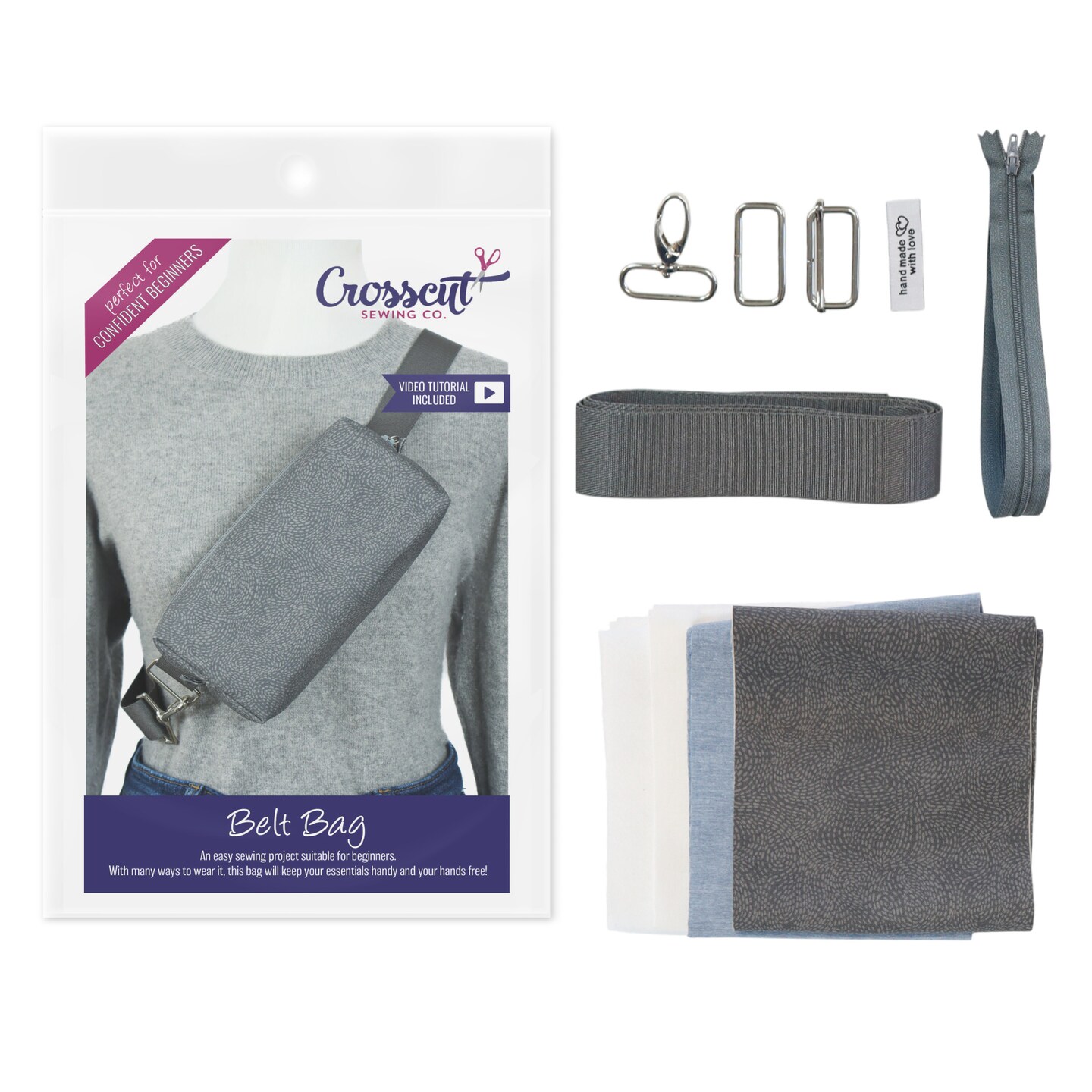 Crosscut Sewing Co.® Belt Bag Sewing Project Kit - Beginner Friendly DIY Sewing Kit