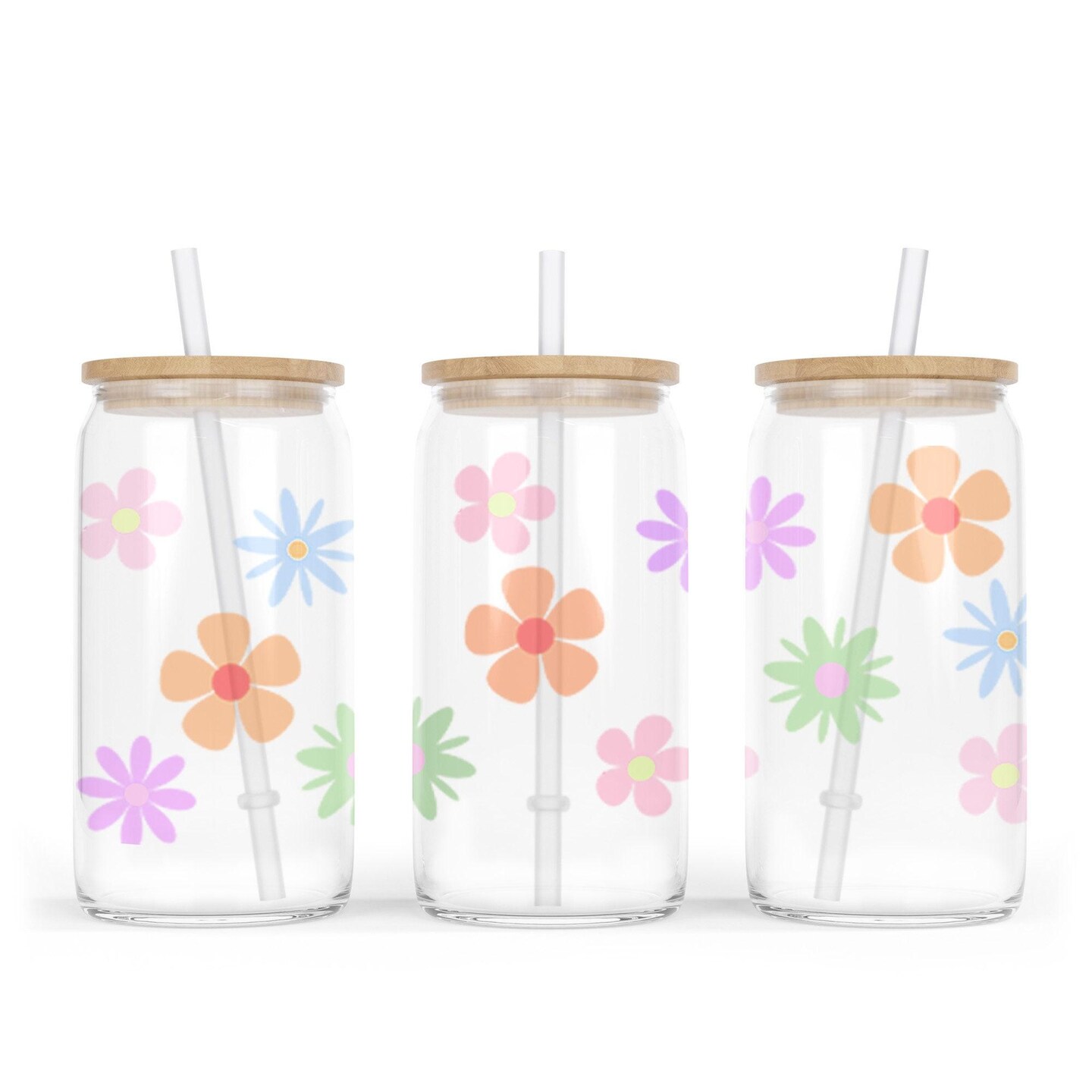 Girls Retro Flower Glass Can w Lid w Straw for Girls or Women, Birthday  Party Favors, 16oz Glass Tumbler Gift, Smoothie Cup, Iced Coffee Cup |  MakerPlace by Michaels