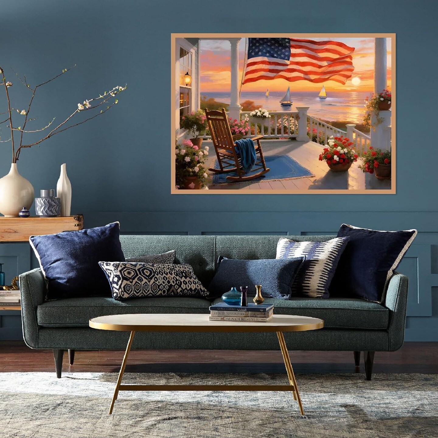 5D 4th of July Diamond Painting Kit for Adults Beginners – Independence Day Eagle DIY Round Drill Diamond Art 12x16 Inch Patriotic Wall Decor Craft Set