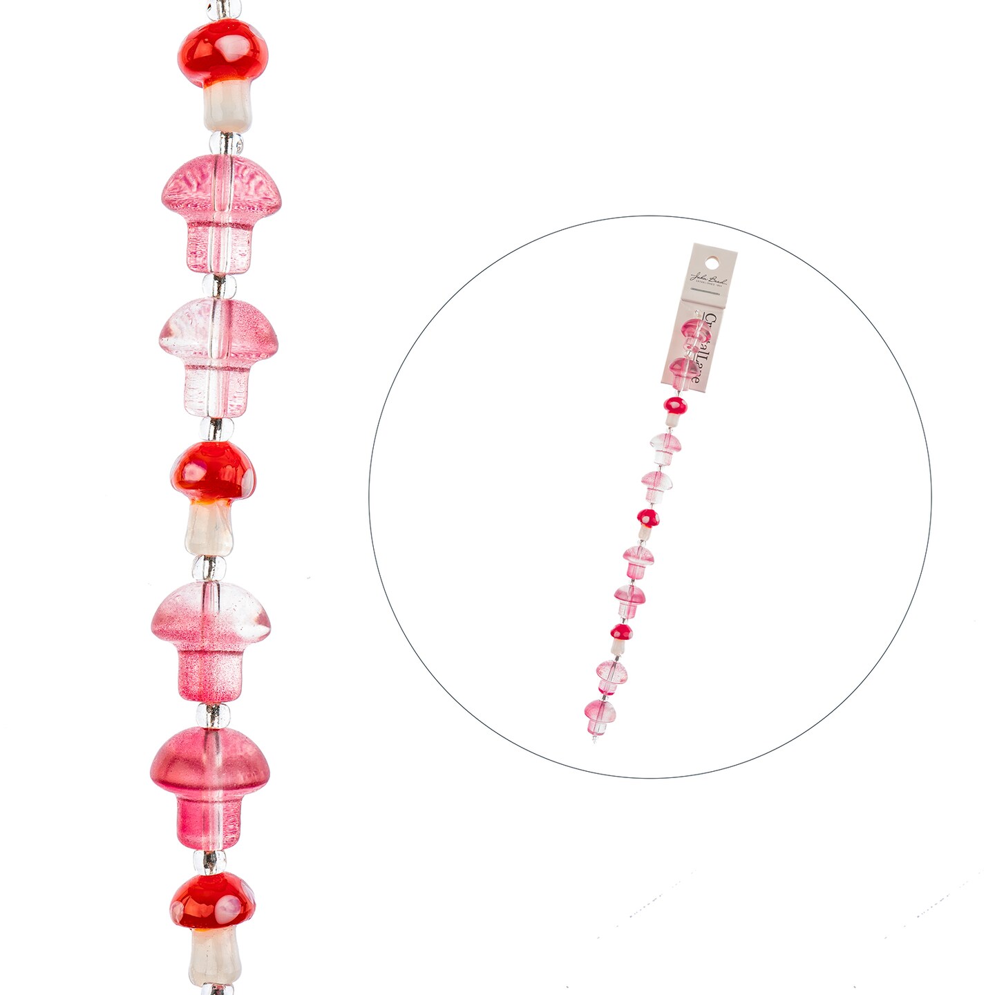 Crystal Lane DIY Glass Garden 13x14mm Mushroom Bead Strand, 11pcs