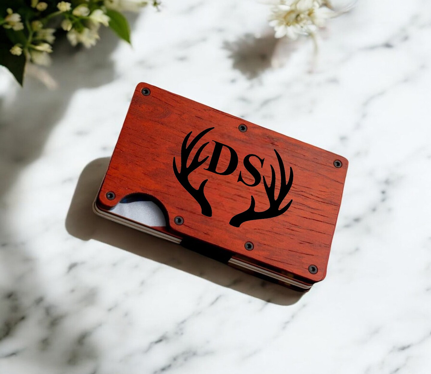 Mens Wallet -Personalized Minimalist Slim Wallet for Men - Wood Wallets for Men RFID Blocking - Credit Card Holder with Aluminum Money Clip product 7