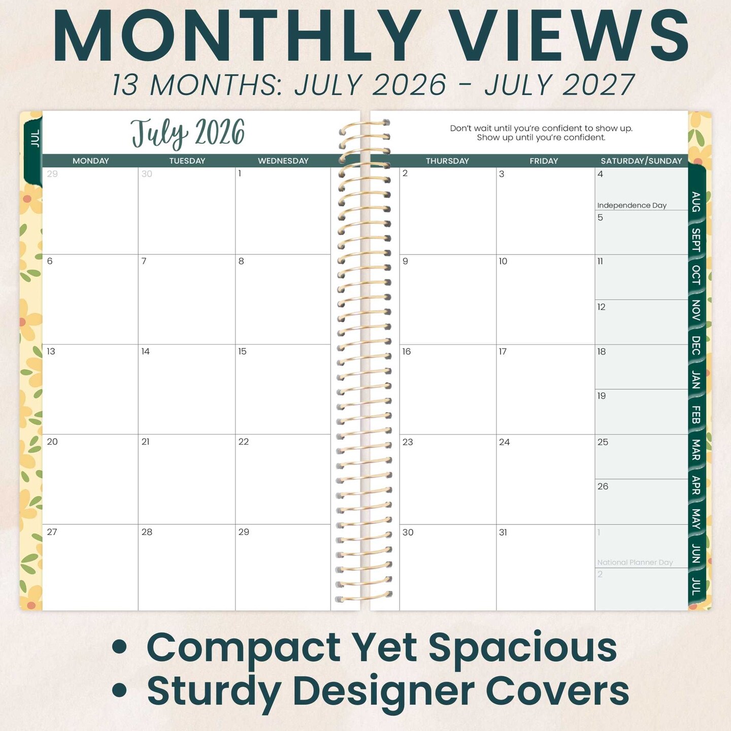 bloom daily planners 2026–2027 Academic Pocket Planner, 13 Month Monthly & Weekly, 4" x 6", Butter Yellow Daisies