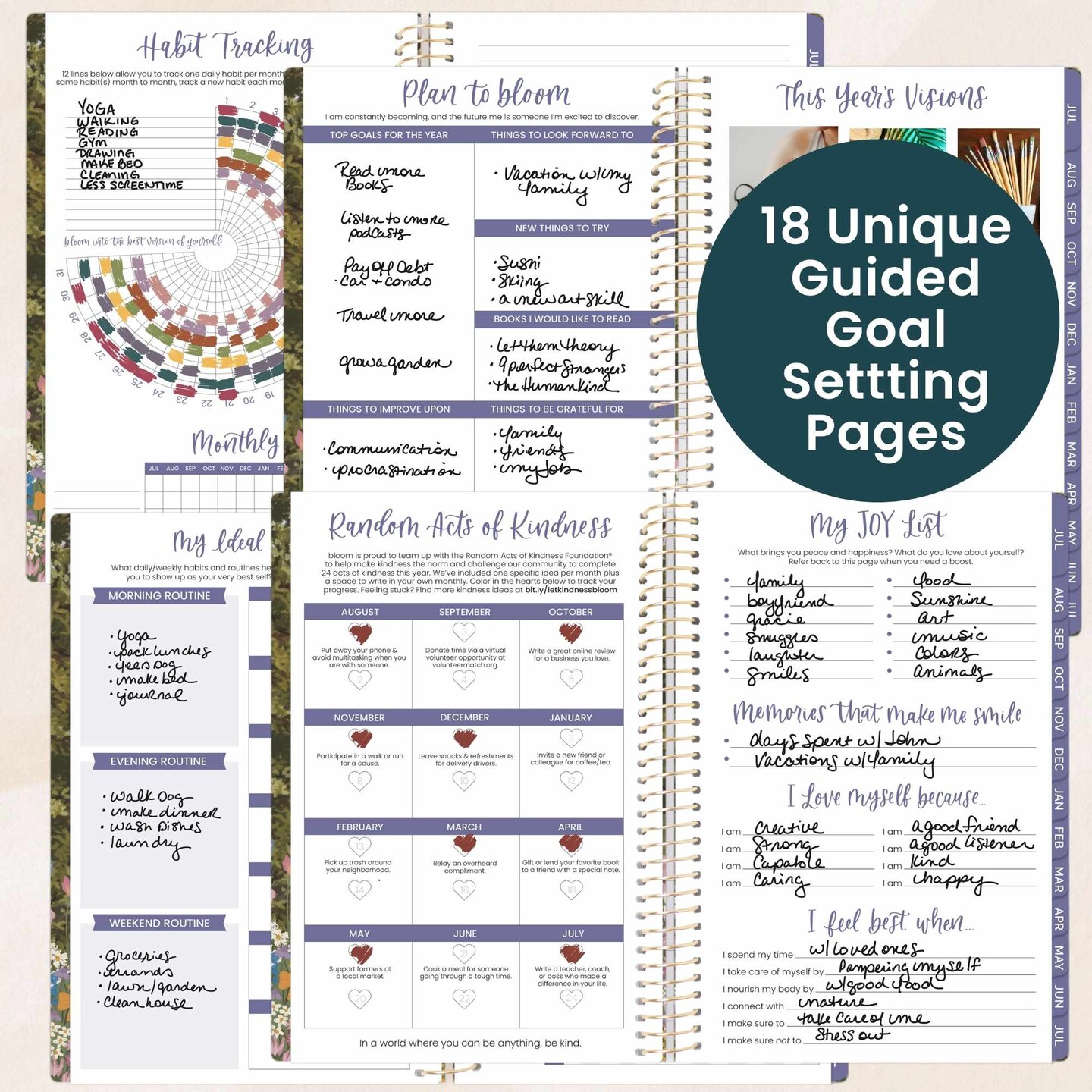 bloom daily planners 2026-2027 Academic Planner, 13 Month Soft Cover Monthly & Weekly, 5.5" x 8.25", Stickers Included, Wildflower Mountainside